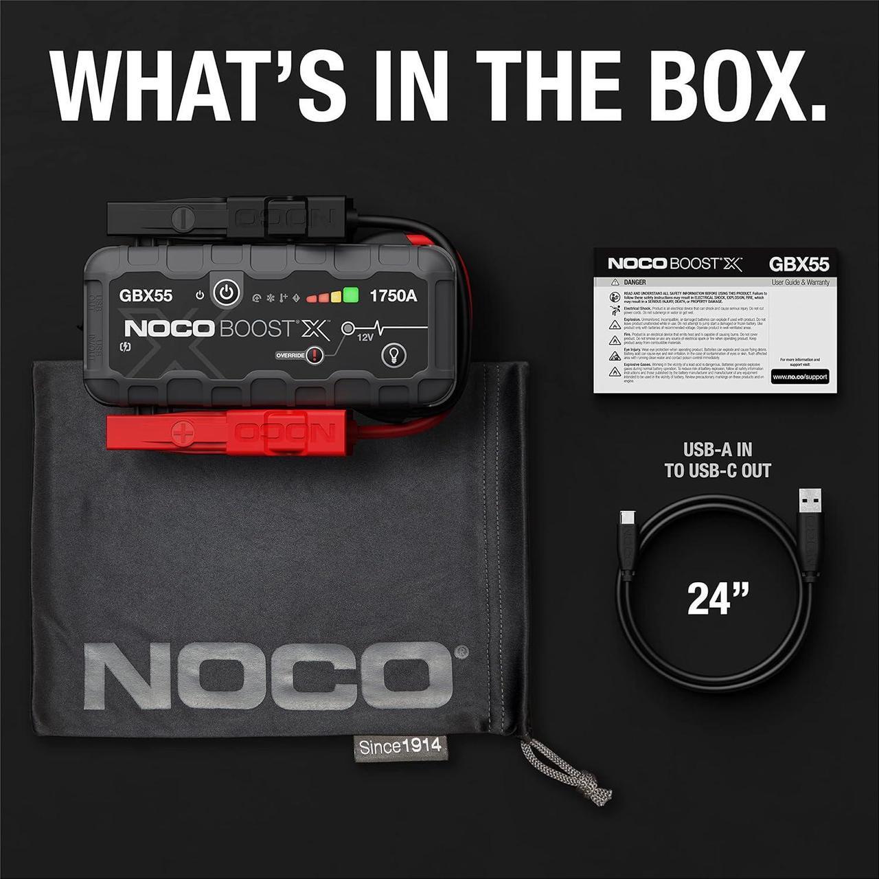 Alt view image 7 of 7 - NOCO Boost X GBX55 1750A 12V UltraSafe Portable Lithium Jump Starter, Car Battery Booster Pack, USB-C Powerbank Charger, and Jumper Cables for up to 7.5-Liter Gas and 5.0-Liter Diesel Engines