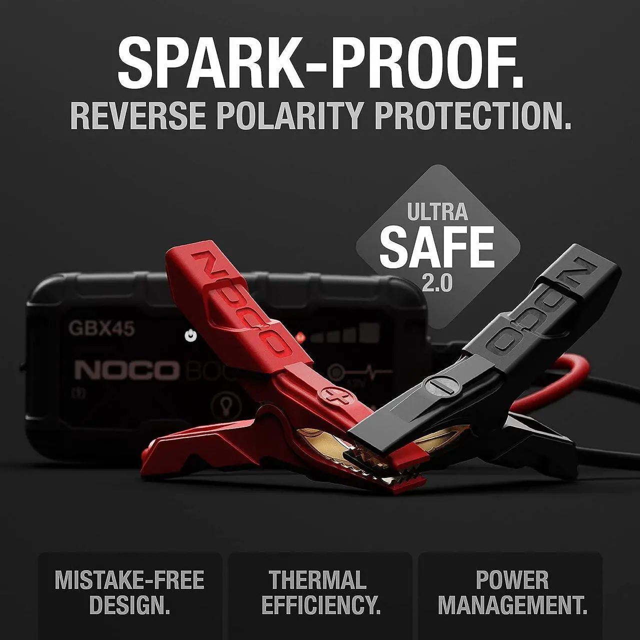 Alt view image 4 of 7 - NOCO Boost X GBX45 1250A 12V UltraSafe Portable Lithium Jump Starter, Car Battery Booster Pack, USB-C Powerbank Charger, and Jumper Cables for up to 6.5-Liter Gas and 4.0-Liter Diesel Engines