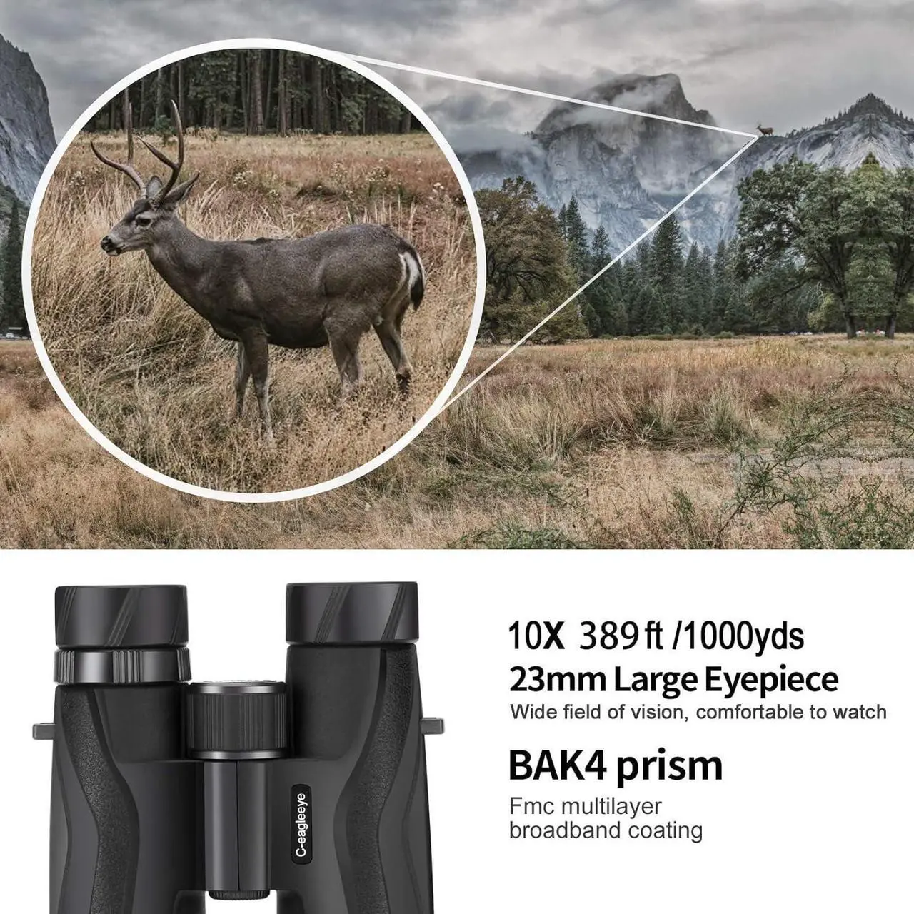 Alt view image 2 of 6 - Ceagleeye10x42 Binoculars for Adults,Ipx7 Professional Waterproof and Anti-Fog with 23mm Large Eyepiece Bak4 Lens,Binoculars for Travel Bird Watching Hunting Sports Extra Bag,Strap,Phone Adapter,Black