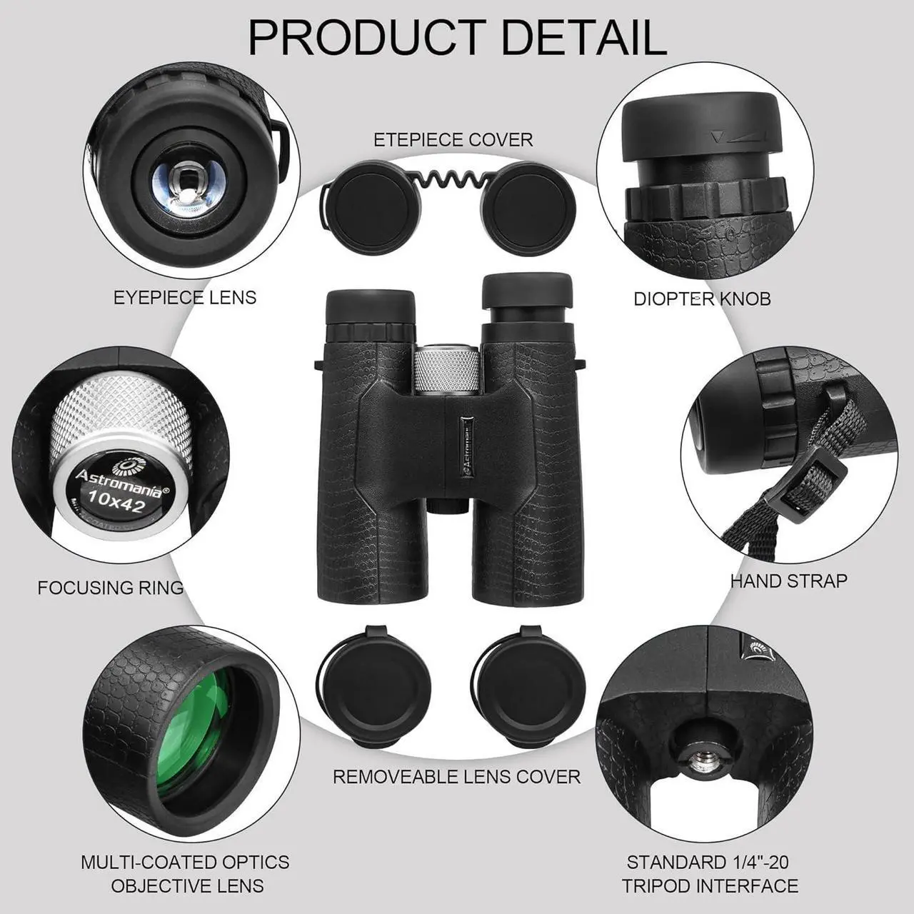 Alt view image 3 of 7 - Astromania 10x42 Compact Binoculars -BK7 Prism -Gifts for Traveling, Wildlife, Concerts and Theater, Bird Watching, Camping and Sport Games
