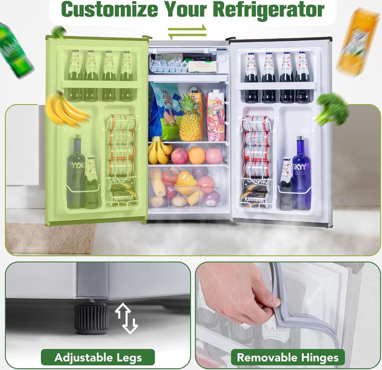 Alt view image 4 of 7 - 3.2 Cu.Ft Mini Fridge for Bedroom Office, Mini Fridge with Freezer, Mini Small Refrigerator with Adjustable Thermostat, Low Noise, Energy Saving, Sliver