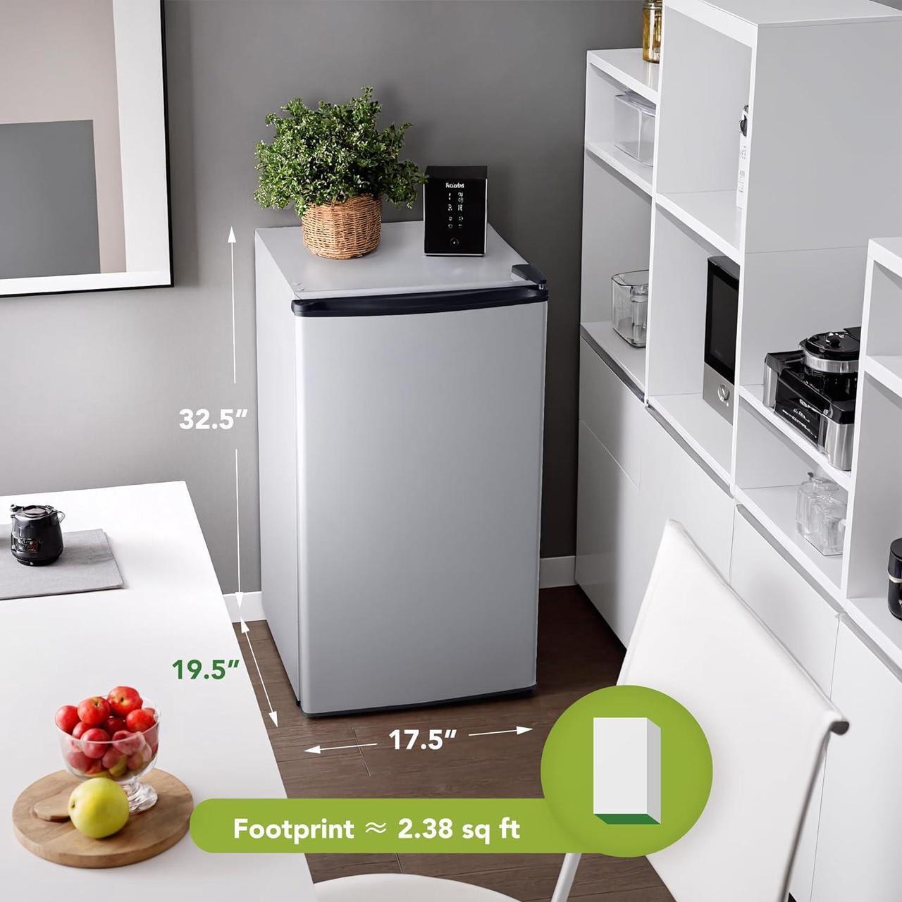 Alt view image 5 of 7 - 3.2 Cu.Ft Mini Fridge for Bedroom Office, Mini Fridge with Freezer, Mini Small Refrigerator with Adjustable Thermostat, Low Noise, Energy Saving, Sliver