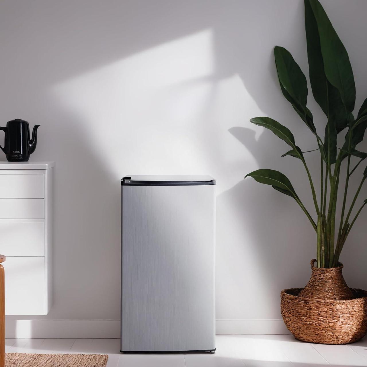 Alt view image 6 of 7 - 3.2 Cu.Ft Mini Fridge for Bedroom Office, Mini Fridge with Freezer, Mini Small Refrigerator with Adjustable Thermostat, Low Noise, Energy Saving, Sliver