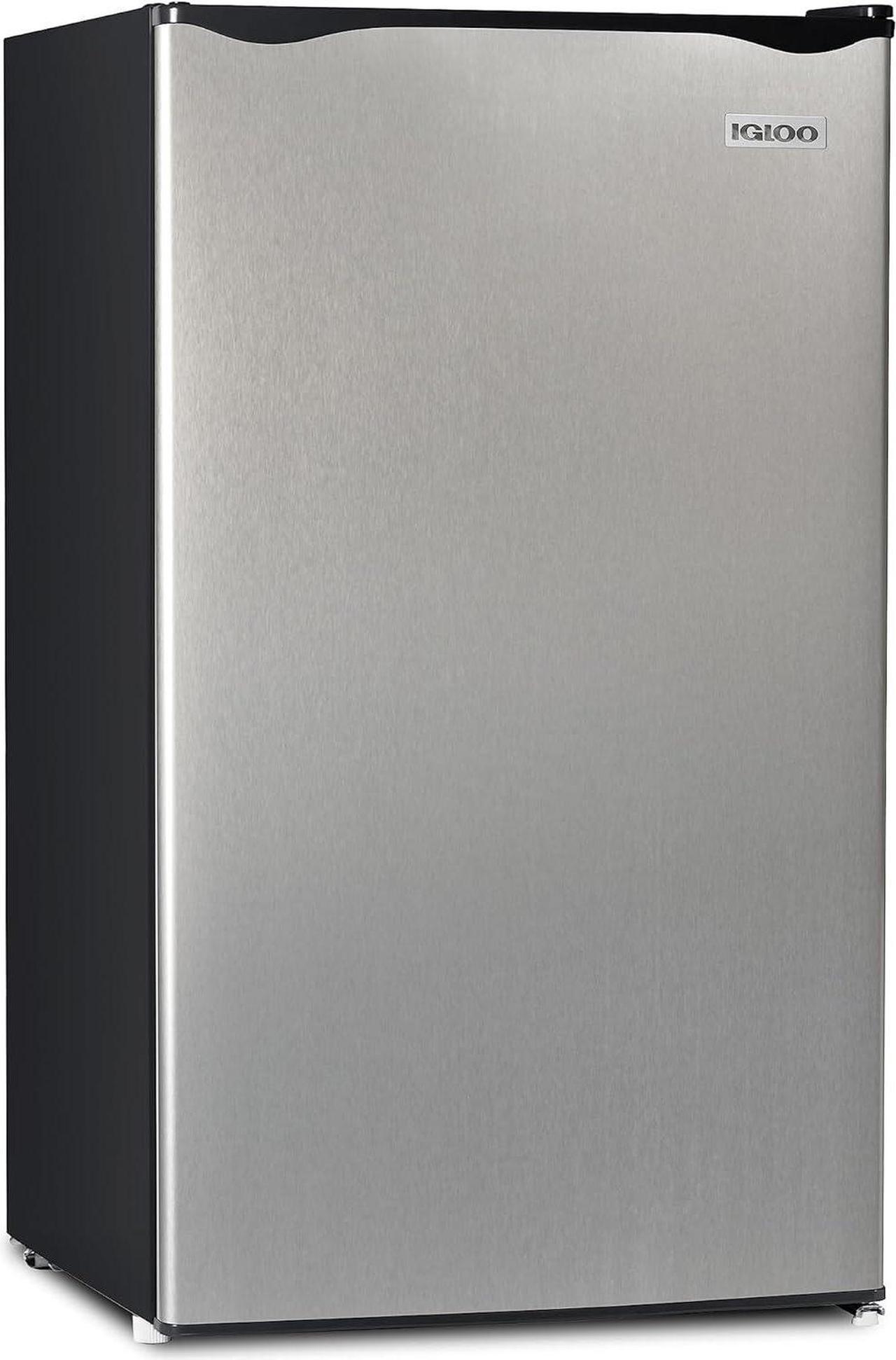 Main image of Igloo 3.2 Cu.Ft. Single Door Compact Refrigerator with Freezer - Slide Out Glass Shelf, Perfect for Homes, Offices, Dorms - Platinum