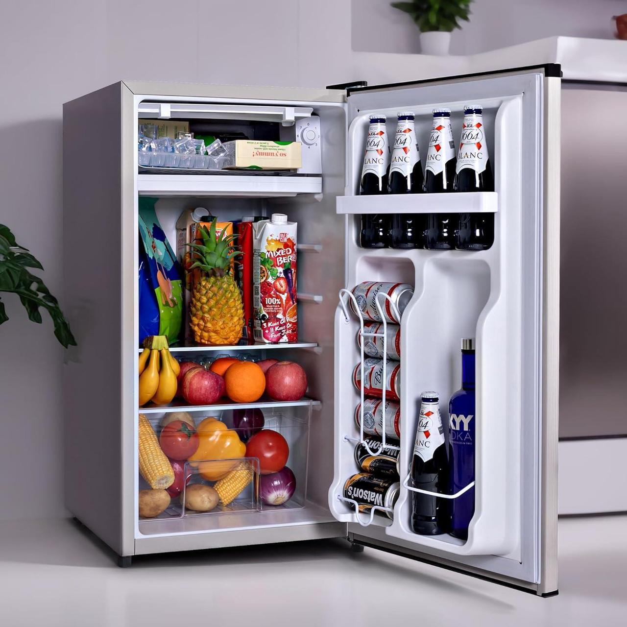 Alt view image 7 of 7 - 3.2 Cu.Ft Mini Fridge for Bedroom Office, Mini Fridge with Freezer, Mini Small Refrigerator with Adjustable Thermostat, Low Noise, Energy Saving, Sliver