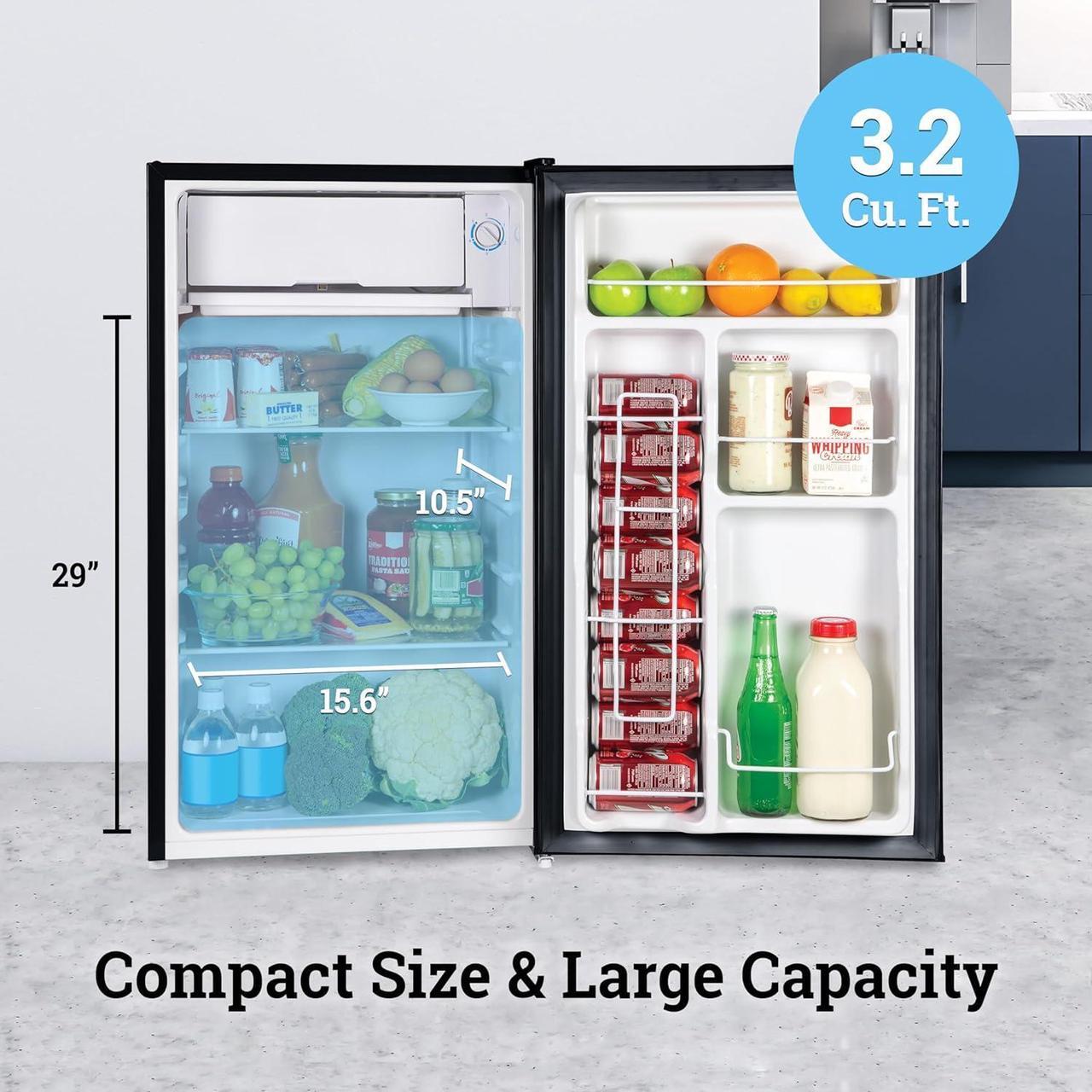 Alt view image 6 of 7 - Igloo 3.2 Cu.Ft. Single Door Compact Refrigerator with Freezer - Slide Out Glass Shelf, Perfect for Homes, Offices, Dorms - Platinum