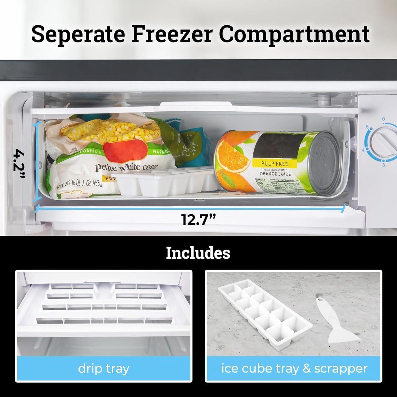 Alt view image 4 of 7 - Igloo 3.2 Cu.Ft. Single Door Compact Refrigerator with Freezer - Slide Out Glass Shelf, Perfect for Homes, Offices, Dorms - Platinum