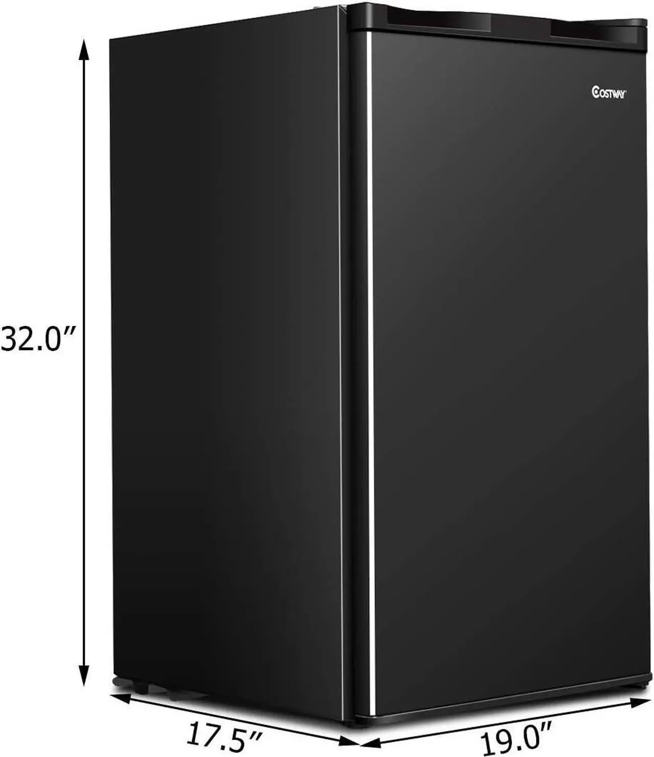 Alt view image 7 of 7 - COSTWAY Compact Refrigerator, Single Door 3.2 CU.FT. Mini Fridge Compartment with Adjustable Thermostat and Removable Glass Shelves, Freezer Cooler Fridge for Dorm Apartment Office, Black