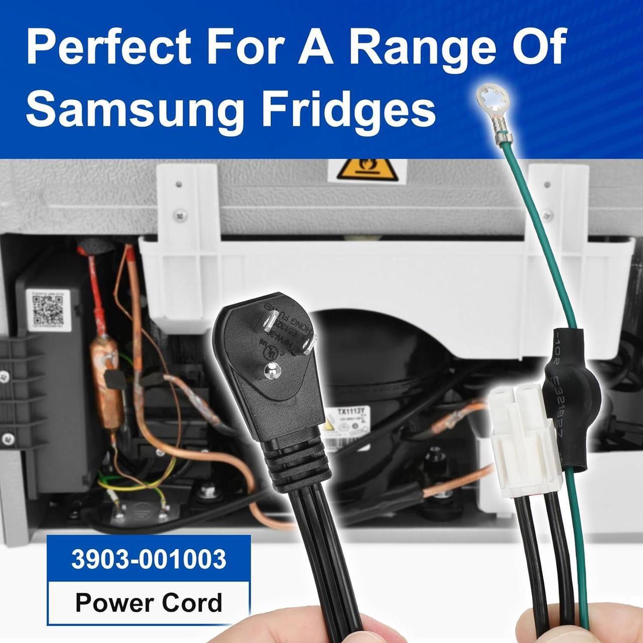 Alt view image 5 of 7 - 3903-001003 3903-000519 Refrigerator Power Cord for Samsung, Compatible with RF28T5001SR RF27T5501SR RH29H8000SR RF28HMEDBSR etc, Replace Fridge Power Cord 3903-000786 3903-000796 etc1 Year Warranty