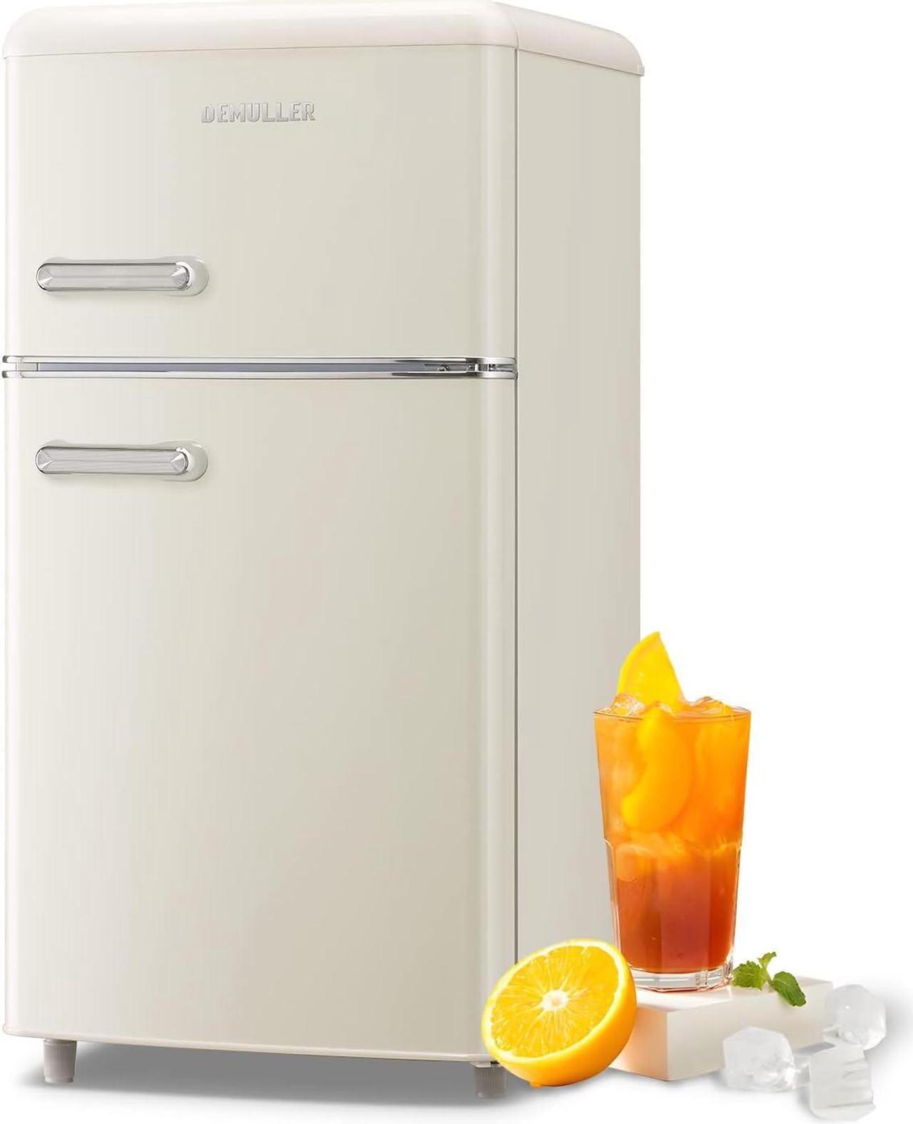 Main image of Retro Mini Fridge 3.5 Cu.ft Refrigerator with Top Freezer Compact Fridge Apartment Size Refrigerator Dual Door Fridge with Handles Small Refrigerator for Home Office Dorm