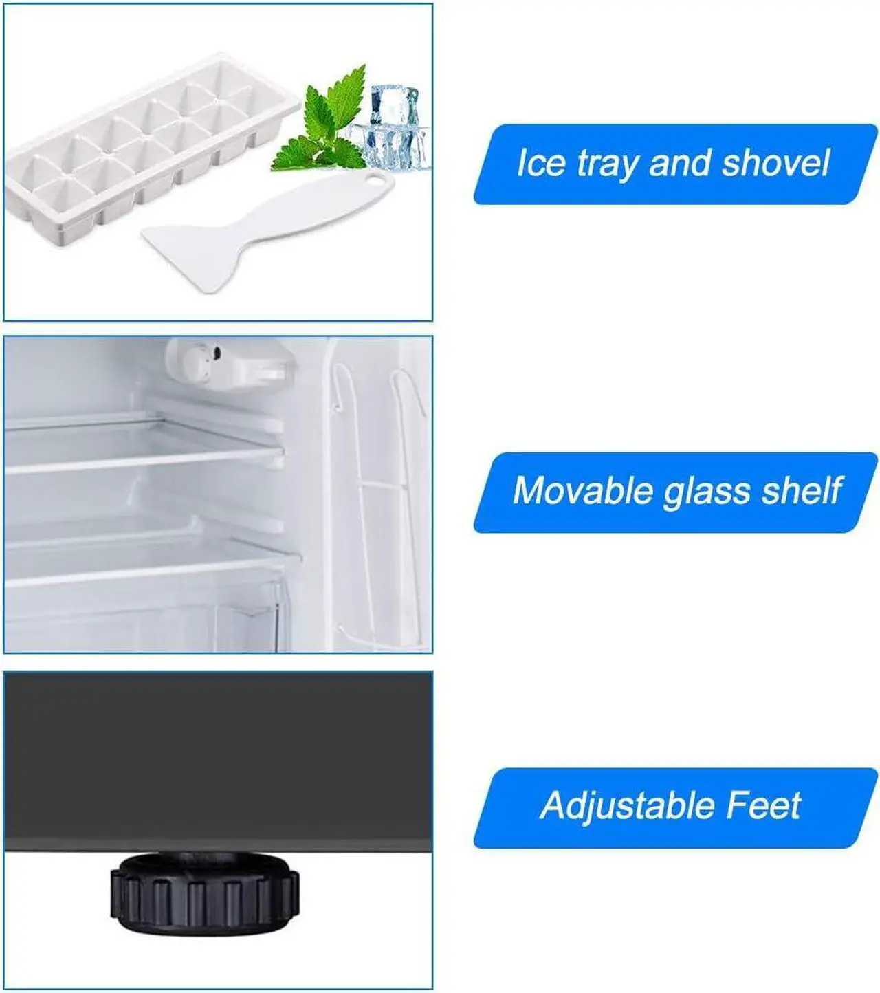 Alt view image 6 of 7 - Safeplus Compact Refrigerator, 3.2 cu ft. Unit Cold-rolled Sheet Mini Refrigerator with freezer, Dorm fridge with Adjustable Removable Shelves