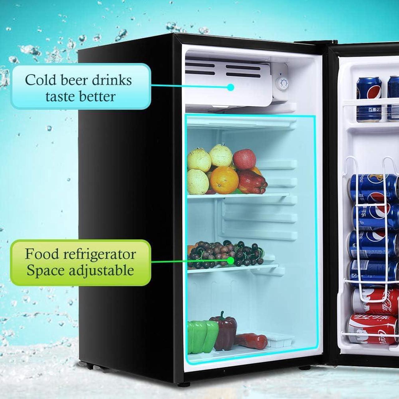 Alt view image 4 of 7 - Safeplus Mini Dorm Compact Refrigerator, 3.2 Cu.Ft Compact Refrigerator Under Counter Refrigerator with Small Freezer Removable Glass Shelves - Drinks Food Beer Storage for Office Dorm or Apartment