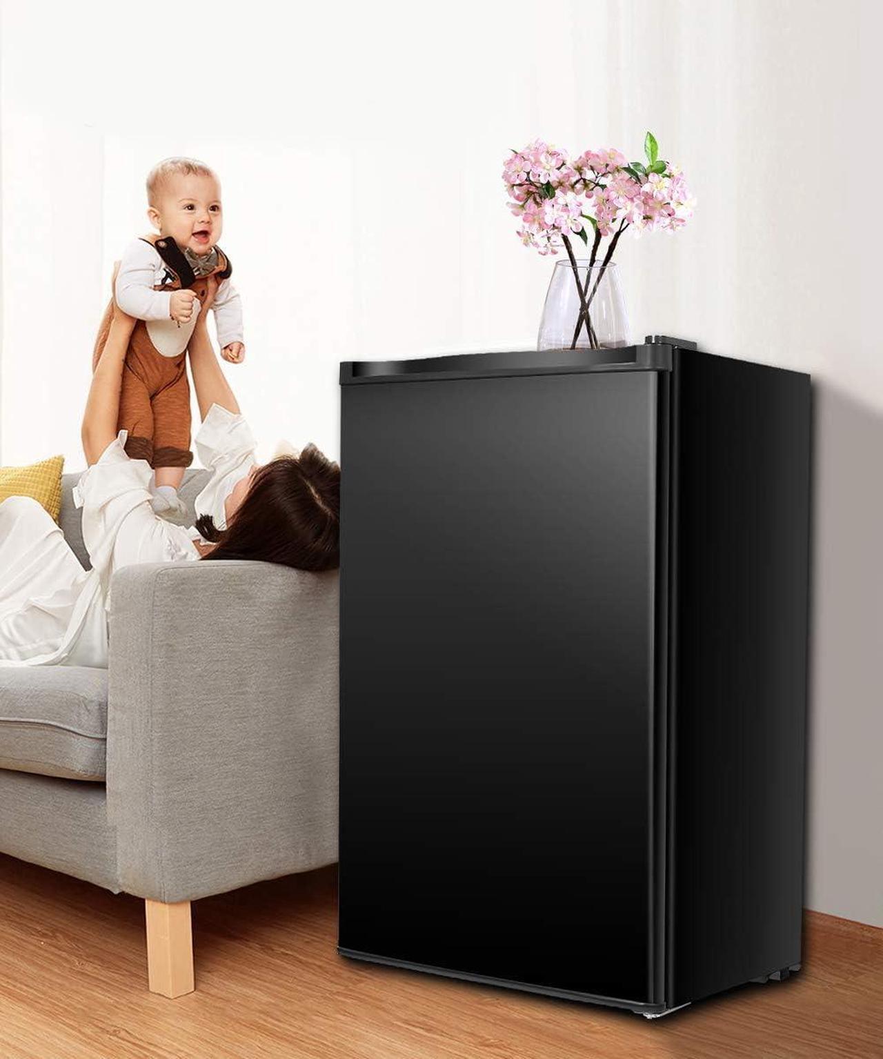 Alt view image 6 of 7 - Safeplus Mini Dorm Compact Refrigerator, 3.2 Cu.Ft Compact Refrigerator Under Counter Refrigerator with Small Freezer Removable Glass Shelves - Drinks Food Beer Storage for Office Dorm or Apartment