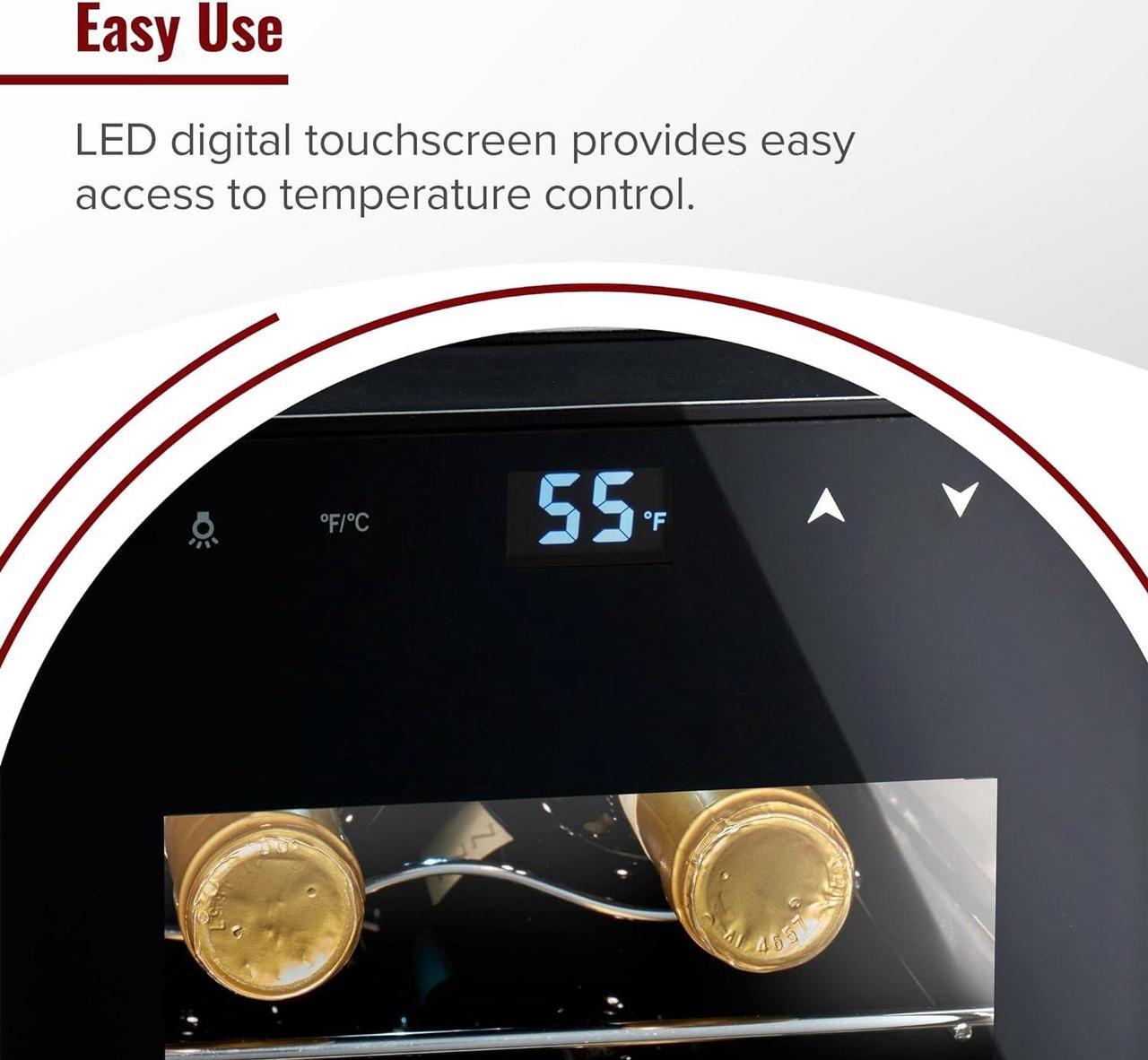 Alt view image 4 of 7 - Wine Enthusiast 6-Bottle Countertop Wine Cooler - Mini Fridge for Kitchen with 3 Shelves, Adjustable Temperature Control, & Energy Efficient Cooling Beverage Refrigerator