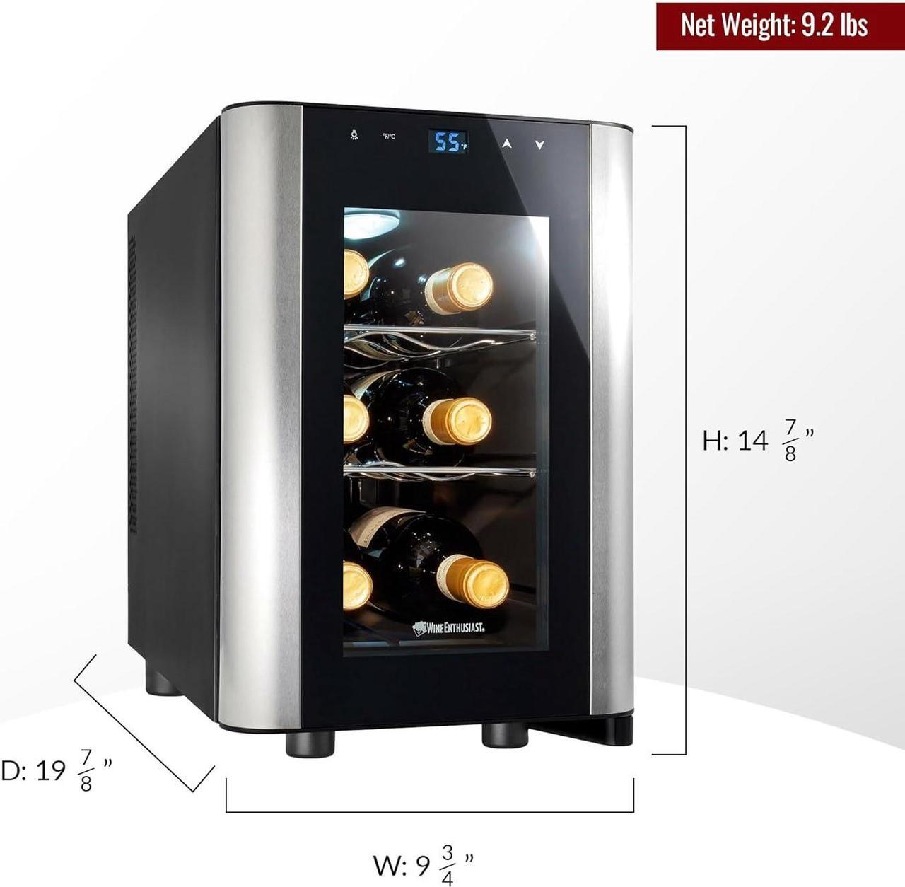 Alt view image 7 of 7 - Wine Enthusiast 6-Bottle Countertop Wine Cooler - Mini Fridge for Kitchen with 3 Shelves, Adjustable Temperature Control, & Energy Efficient Cooling Beverage Refrigerator