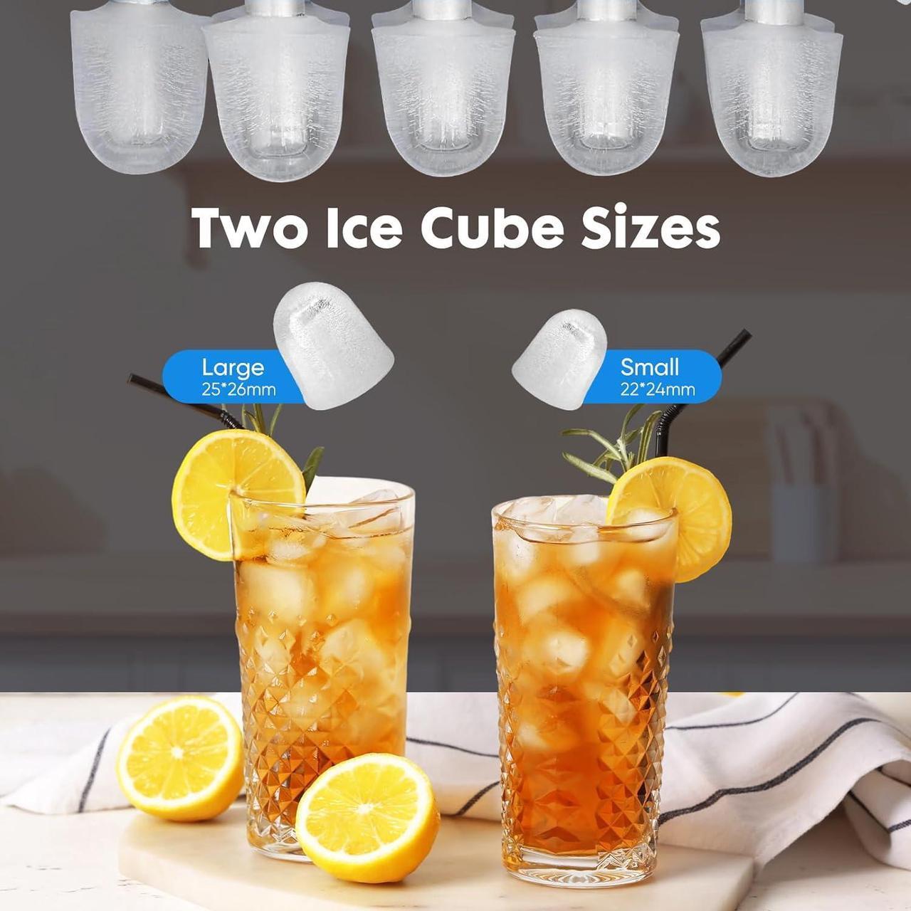 Alt view image 3 of 7 - Countertop Ice Maker, Portable Ice Machine Self-Cleaning, 9 Cubes in 6 Mins, 26.5Lbs/24H, 2 Sizes of Bullet Ice, Ice Scoop, Basket & Handle, Ice Cube Maker for Home Kitchen Party,1.5 L, Black