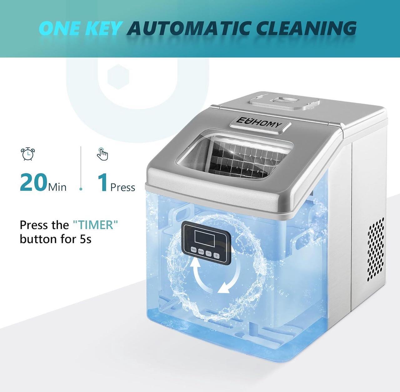 Alt view image 5 of 7 - Countertop Ice Maker Machine, 40Lbs/24H Auto Self-Cleaning, 24 Pcs Ice/13 Mins, Portable Compact Ice Maker with Ice Scoop & Basket, Perfect for Home/Kitchen/Office/Bar(Silver)