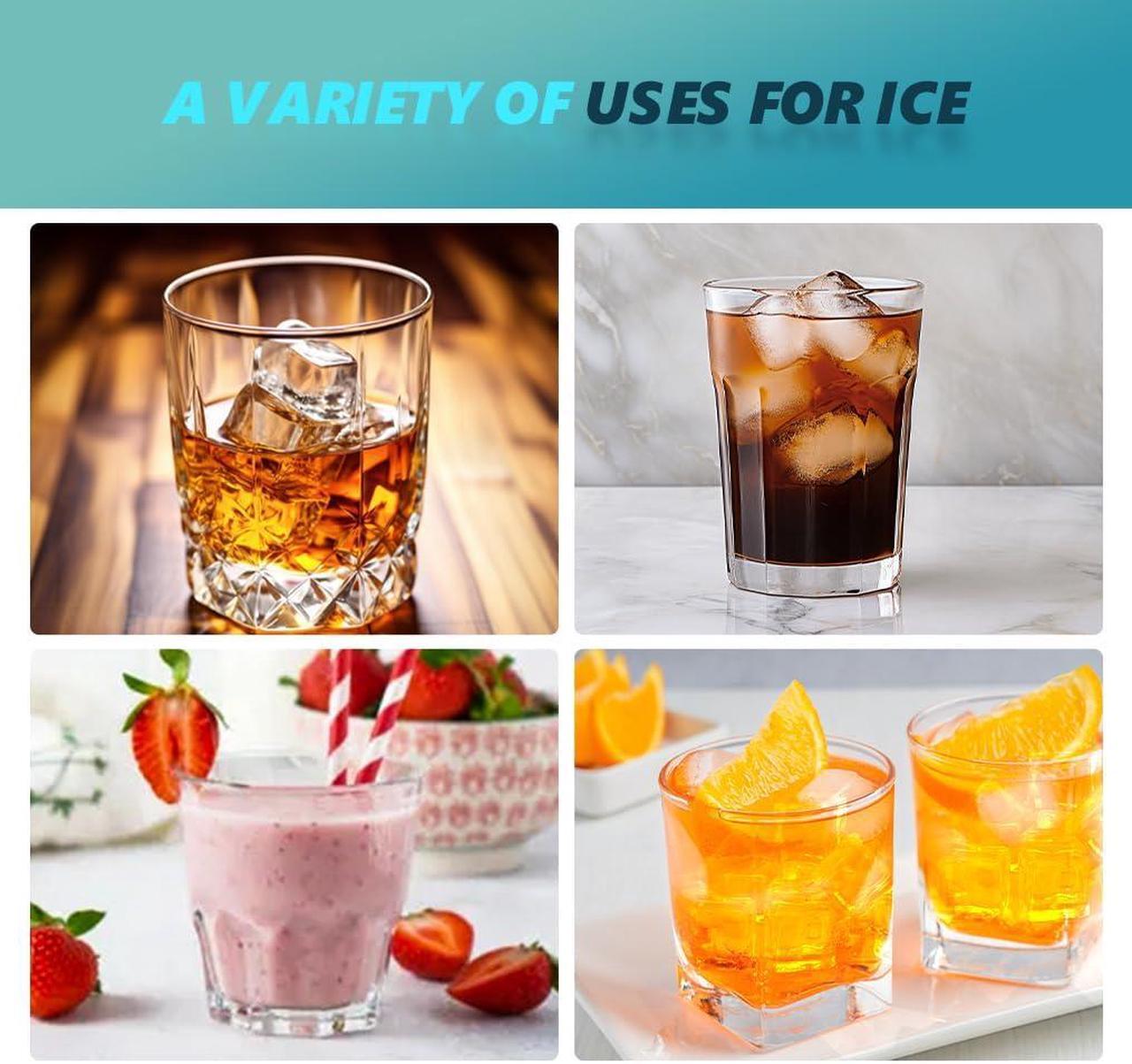 Alt view image 7 of 7 - Countertop Ice Maker Machine, 40Lbs/24H Auto Self-Cleaning, 24 Pcs Ice/13 Mins, Portable Compact Ice Maker with Ice Scoop & Basket, Perfect for Home/Kitchen/Office/Bar(Silver)