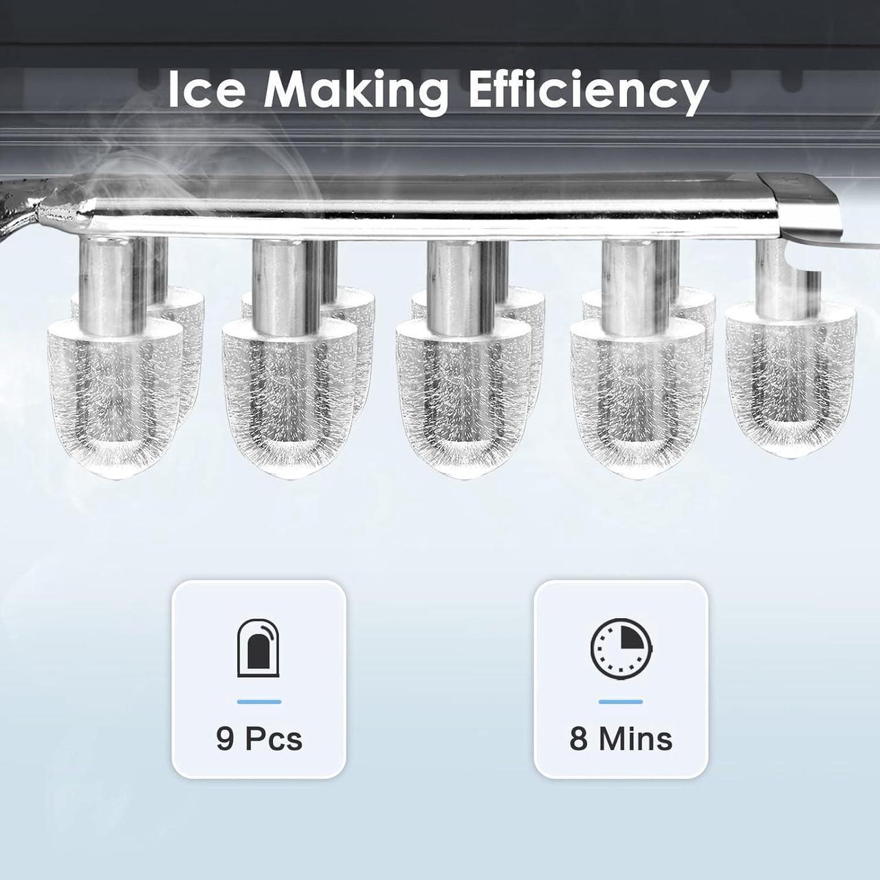 Alt view image 2 of 7 - Ice Makers Countertop,Protable Ice Maker Machine with Self-Cleaning, 26Lbs/24H,9 Ice Cubes/8 Mins, Ice Scoop, and Basket for Home/Kitchen/Office/Party-Black
