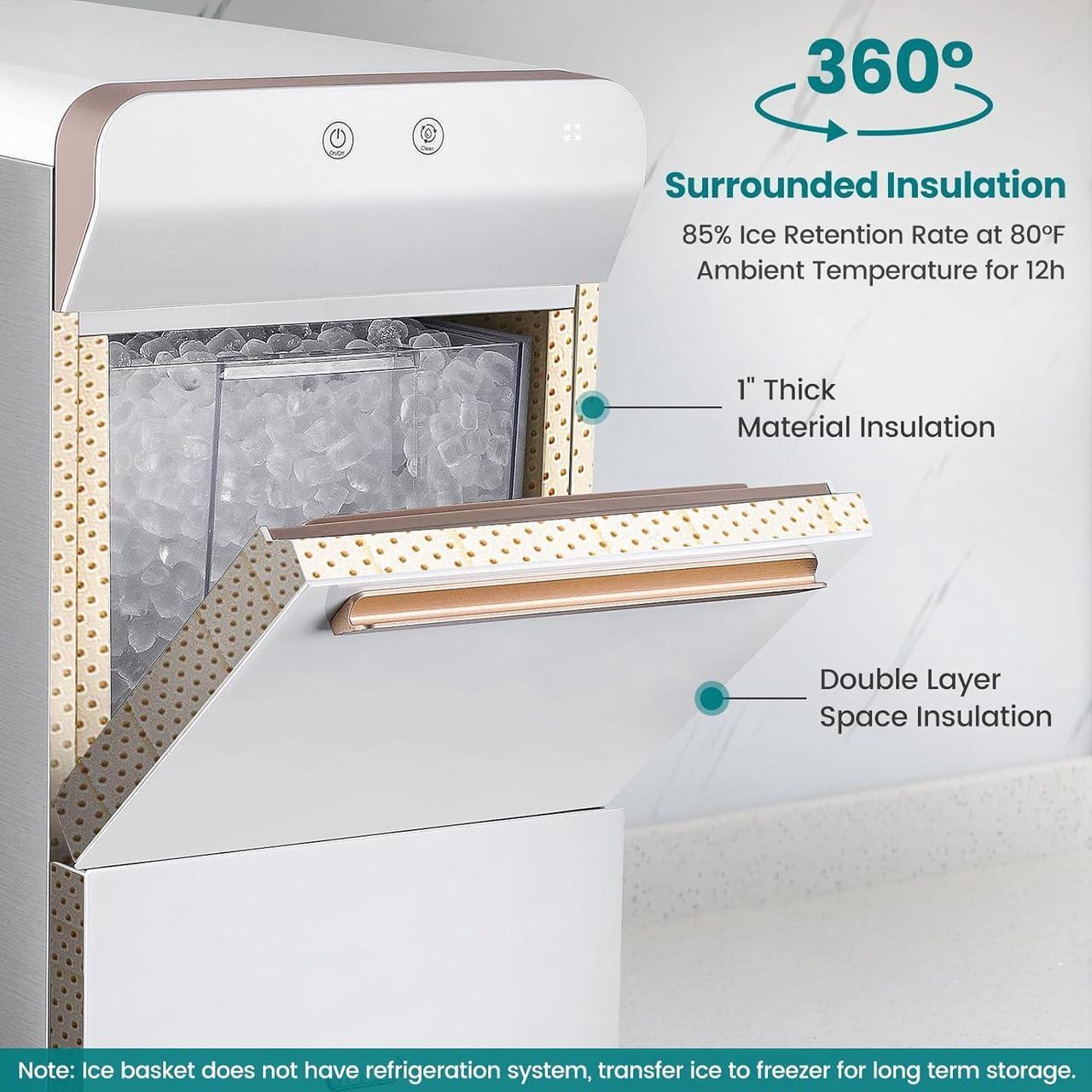 Alt view image 5 of 7 - Gevi Household V2.0 Countertop Gemi Nugget Ice Maker | Self-Cleaning Pellet Ice Machine | Open and Pour Water Refill | Stainless Steel Housing | Fit Under Wall Cabinet | White