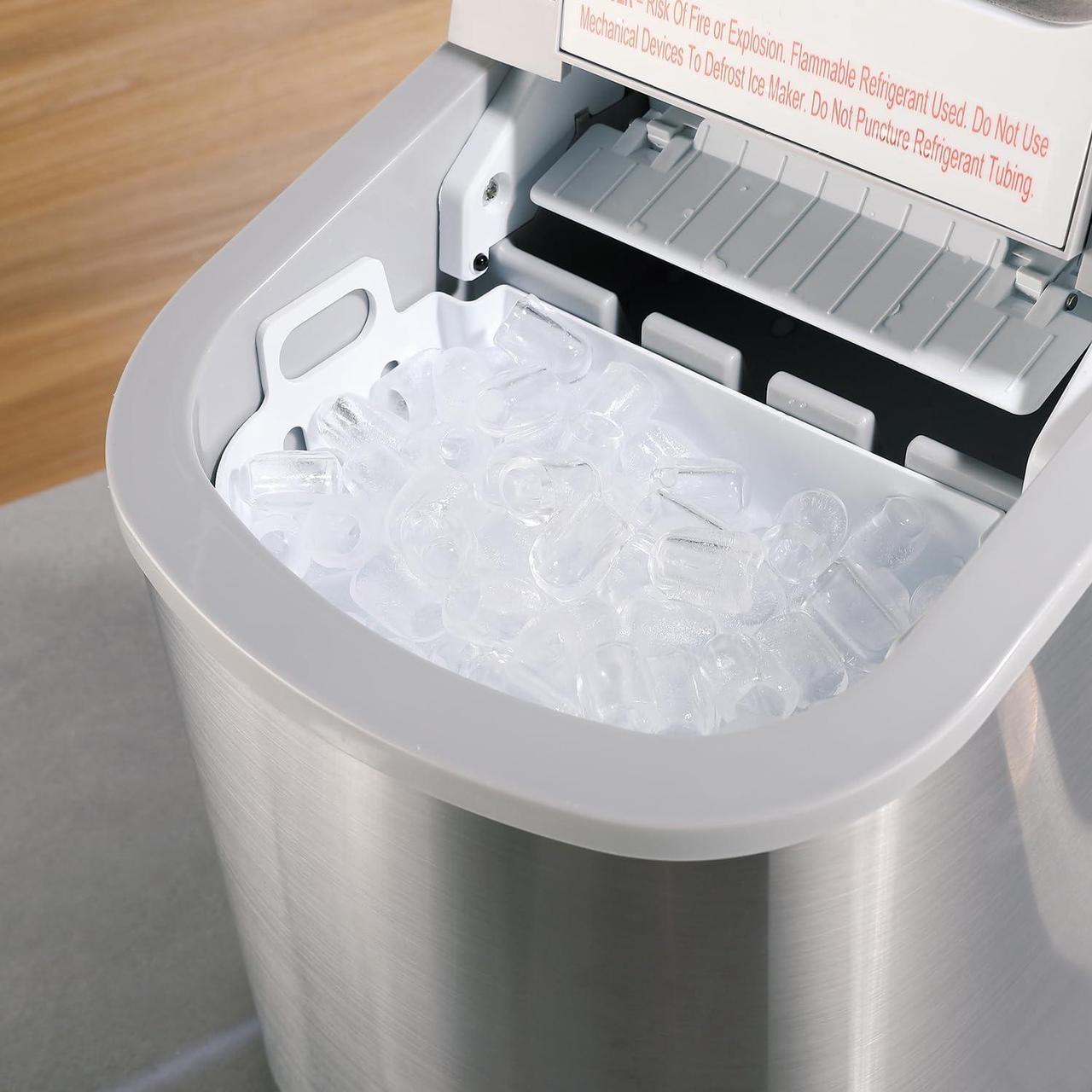 Alt view image 3 of 7 - Countertop Ice Maker Nugget Pebble Ice Maker Machine Portable Chewable Compact Mini Ice Chip Maker Nugget Machine Produce 26lbs per Day Bullet Soft Ice Cube Fruit Juice Ice, Silver SMETA
