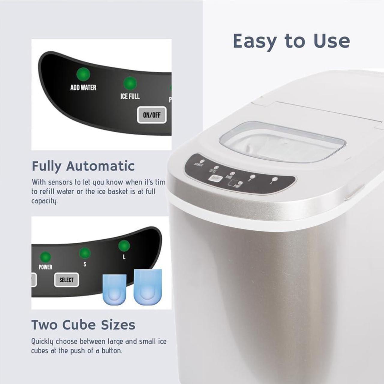 Alt view image 6 of 7 - Countertop Ice Maker Nugget Pebble Ice Maker Machine Portable Chewable Compact Mini Ice Chip Maker Nugget Machine Produce 26lbs per Day Bullet Soft Ice Cube Fruit Juice Ice, Silver SMETA
