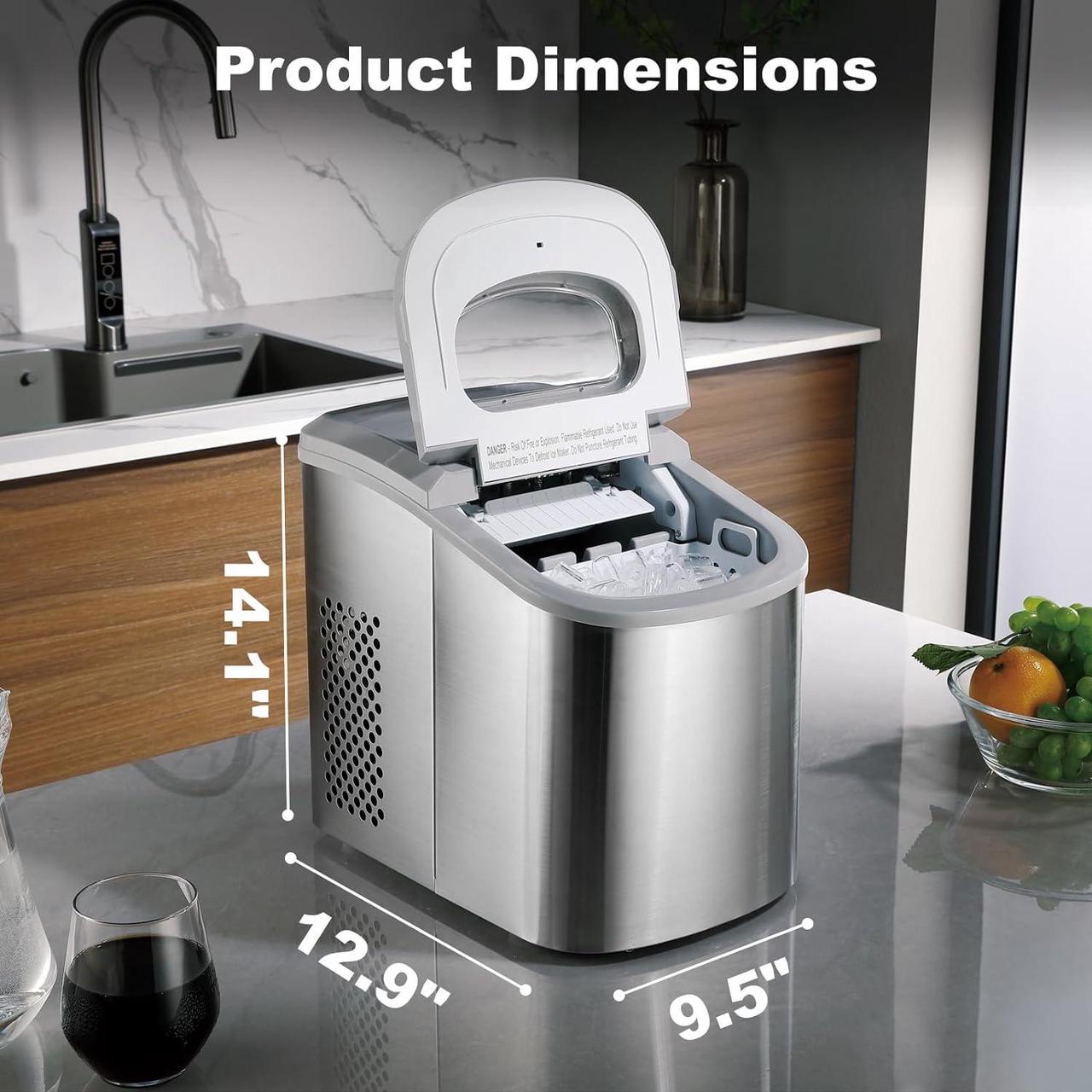 Alt view image 2 of 7 - Countertop Ice Maker Nugget Pebble Ice Maker Machine Portable Chewable Compact Mini Ice Chip Maker Nugget Machine Produce 26lbs per Day Bullet Soft Ice Cube Fruit Juice Ice, Silver SMETA