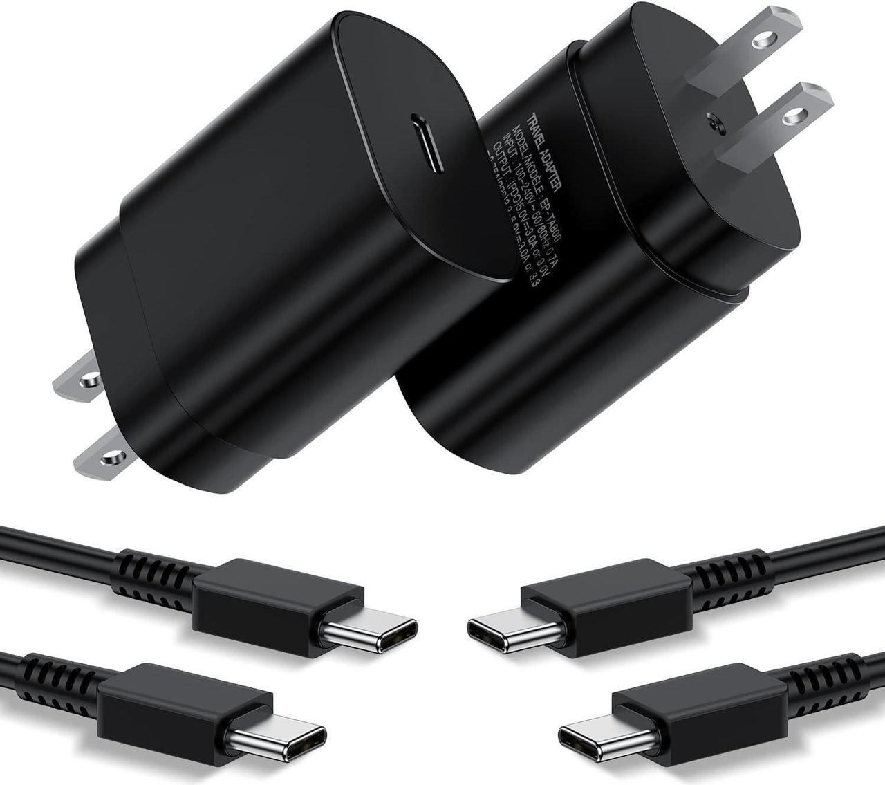 Main image of Type C Charger, 25W PD USB C Wall Charger Super Fast Charging Block 2Pack& 10ft USBC Android Phone Charger Cable Cord for Samsung Galaxy S23 Ultra/ S23+/ S23/ S22 S21 S20 Ultra PLUS FE/Note 20 10/ S10