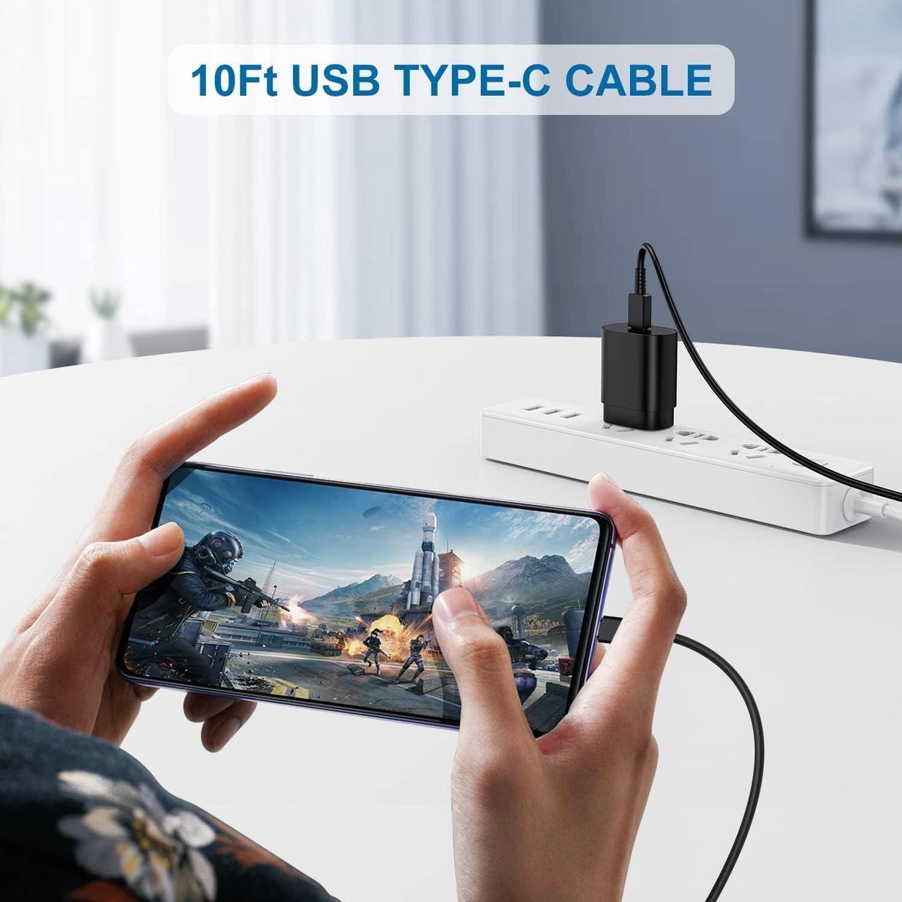 Alt view image 7 of 7 - Type C Charger, 25W PD USB C Wall Charger Super Fast Charging Block 2Pack& 10ft USBC Android Phone Charger Cable Cord for Samsung Galaxy S23 Ultra/ S23+/ S23/ S22 S21 S20 Ultra PLUS FE/Note 20 10/ S10