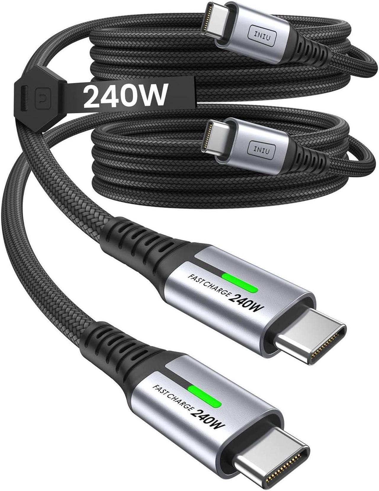 Main image of INIU 240W USB-C Charge Cable 2m 2-Pack, PD Fast Charging USB C to USB C Cable, Braided Type C to C Phone Charger Cord for iPhone 15 Pro Max Samsung S24 S23 Laptops iPad Switch Steam Deck etc.