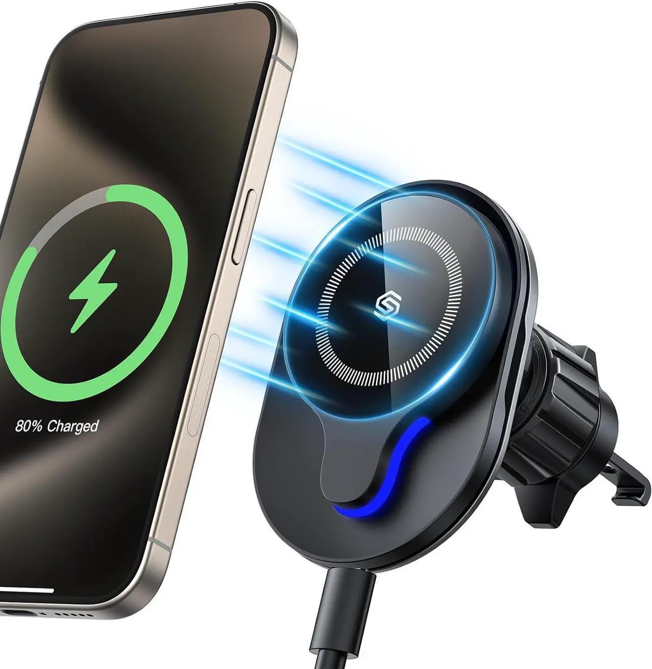 Main image of Mag-Safe Car Mount, 15W Fast Charge Magnetic Phone Holder for Car Vent, 360° Rotation & LED Indicator, Universal Fit for iPhone 16/15/14/13/12 Series with MagSafe Case Strong Vent Clip