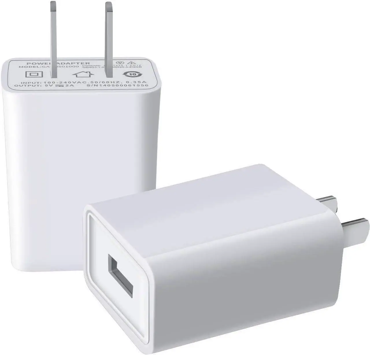 Main image of USB Wall Charger FOBSUNLAND ®. USB Wall Plug 5V 2A AC Power Adapter Compatible with iPhone,Pad,Samsung,Tablet,Kindle and More (White 2pack)