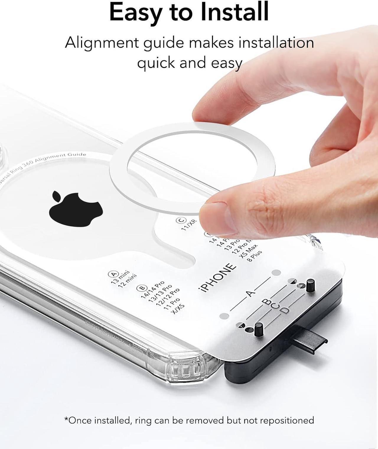 Alt view image 7 of 7 - ESR Magnetic Ring 360 (HaloLock), Compatible with MagSafe Ring, Universal Magnetic Conversion Kit Compatible with MagSafe Sticker, for iPhone 15/14/13/12/11, Galaxy S23/S22/S21 and More, 2 Pack, White