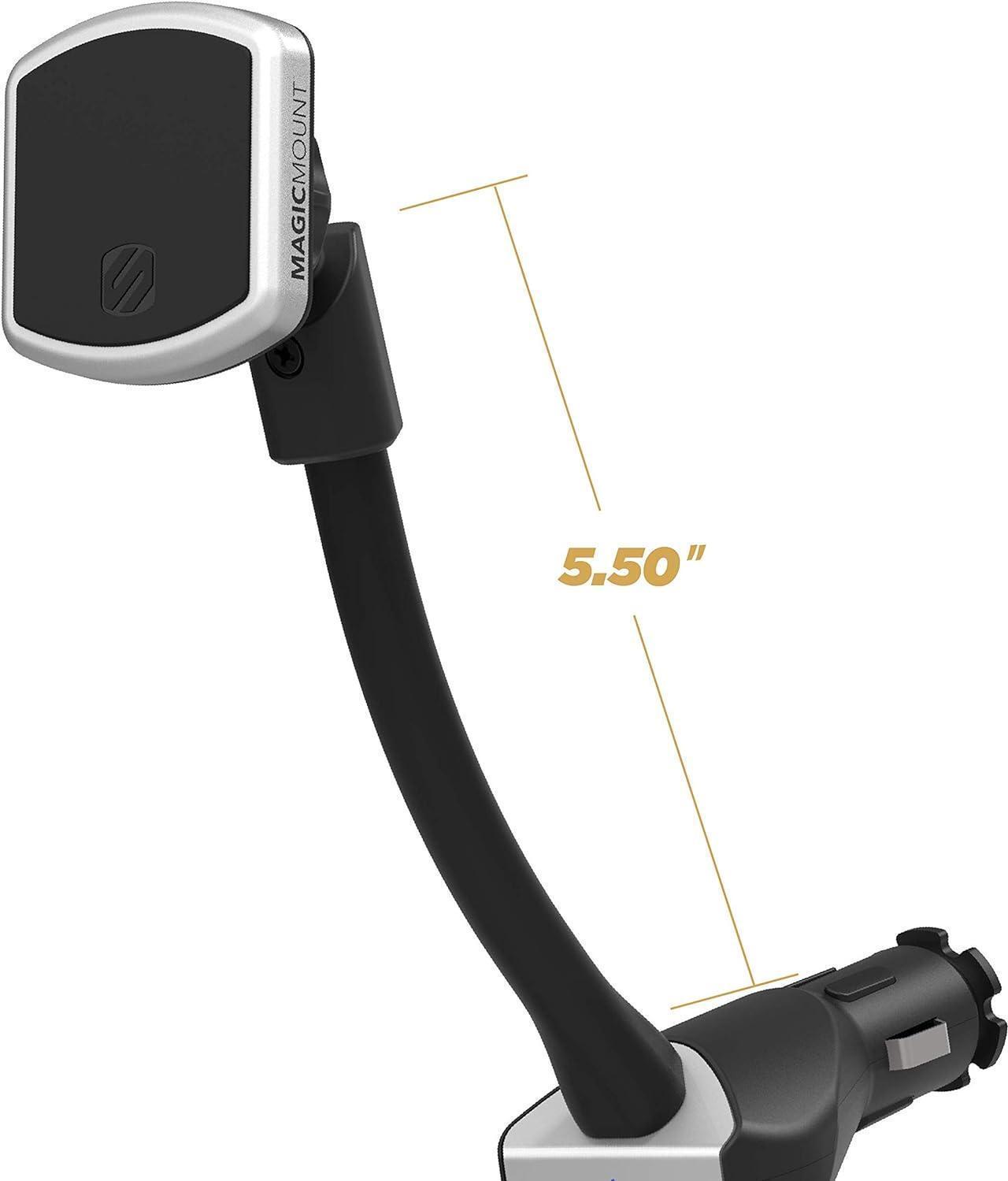 Alt view image 3 of 7 - Scosche MP12VPD2-XTSP MagicMount Pro Magnetic Phone/GPS Car Mount 30W Dual Port Type-C + Type-A Cell Phone Charger, Cigarette Lighter Phone Holder, Compatible with Apple iPhone & More, Black/Silver