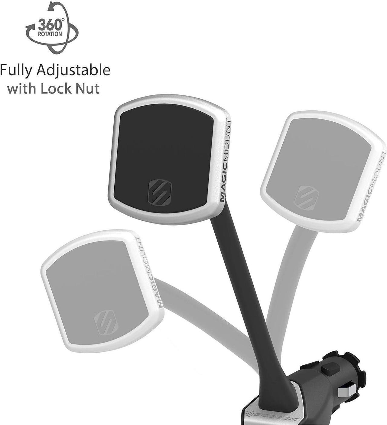 Alt view image 4 of 7 - Scosche MP12VPD2-XTSP MagicMount Pro Magnetic Phone/GPS Car Mount 30W Dual Port Type-C + Type-A Cell Phone Charger, Cigarette Lighter Phone Holder, Compatible with Apple iPhone & More, Black/Silver