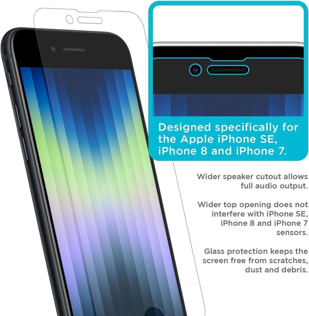 Alt view image 4 of 6 - Tech Armor Ballistic Glass Screen Protector Designed for Apple NEW iPhone SE 3 (2022), iPhone SE 2 (2020), iPhone 8 and iPhone 7 (4.7 Inch) 3 Pack Tempered Glass