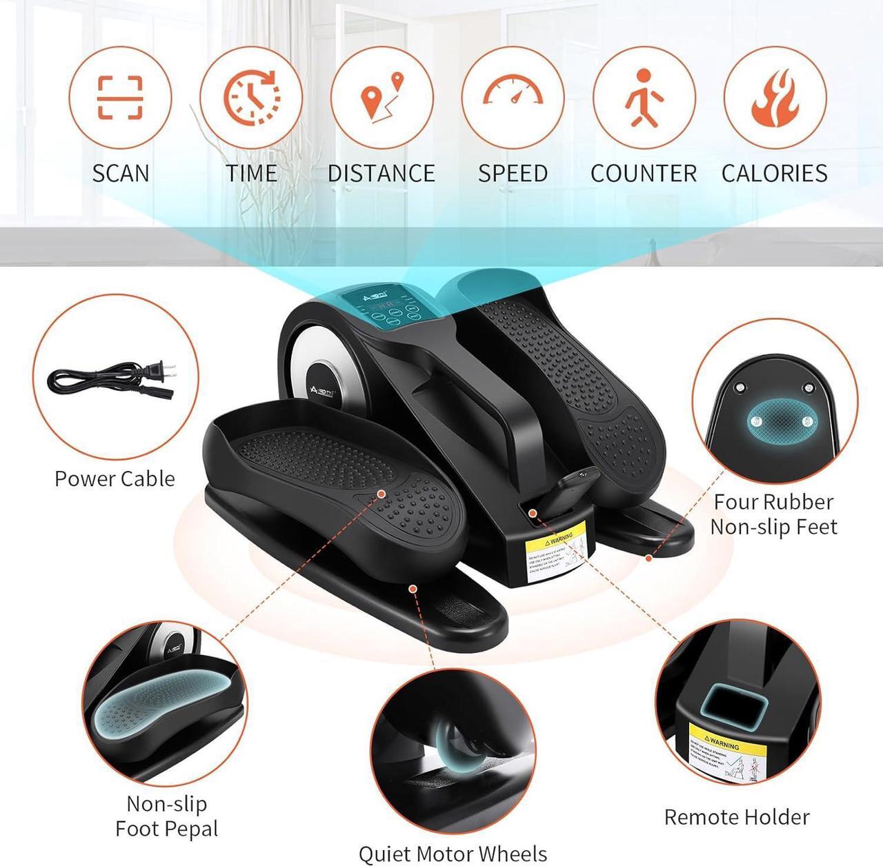 Alt view image 3 of 7 - Under Desk Elliptical Machine, Electric Seated Pedal Exerciser with Remote Control and LCD Display, Adjustable Speeds Leg Exerciser for Seniors and Adults