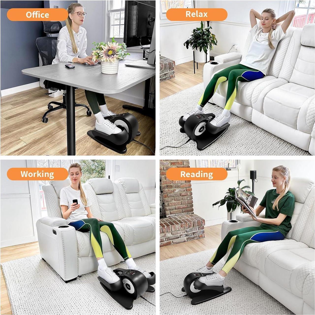 Alt view image 6 of 7 - Under Desk Elliptical Machine, Electric Seated Pedal Exerciser with Remote Control and LCD Display, Adjustable Speeds Leg Exerciser for Seniors and Adults