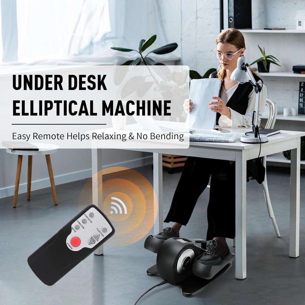 Alt view image 7 of 7 - Under Desk Elliptical Machine, Electric Seated Pedal Exerciser with Remote Control and LCD Display, Adjustable Speeds Leg Exerciser for Seniors and Adults