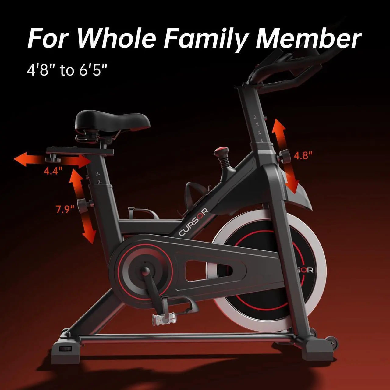 Alt view image 4 of 6 - CURSOR FITNESS Indoor Cycling Bike, Stationary Bike for Home Workout, Spin Exercise Bike, Extra Comfort Cushion Ventilated Seat, Extra Large Tablet & Bottle Holder