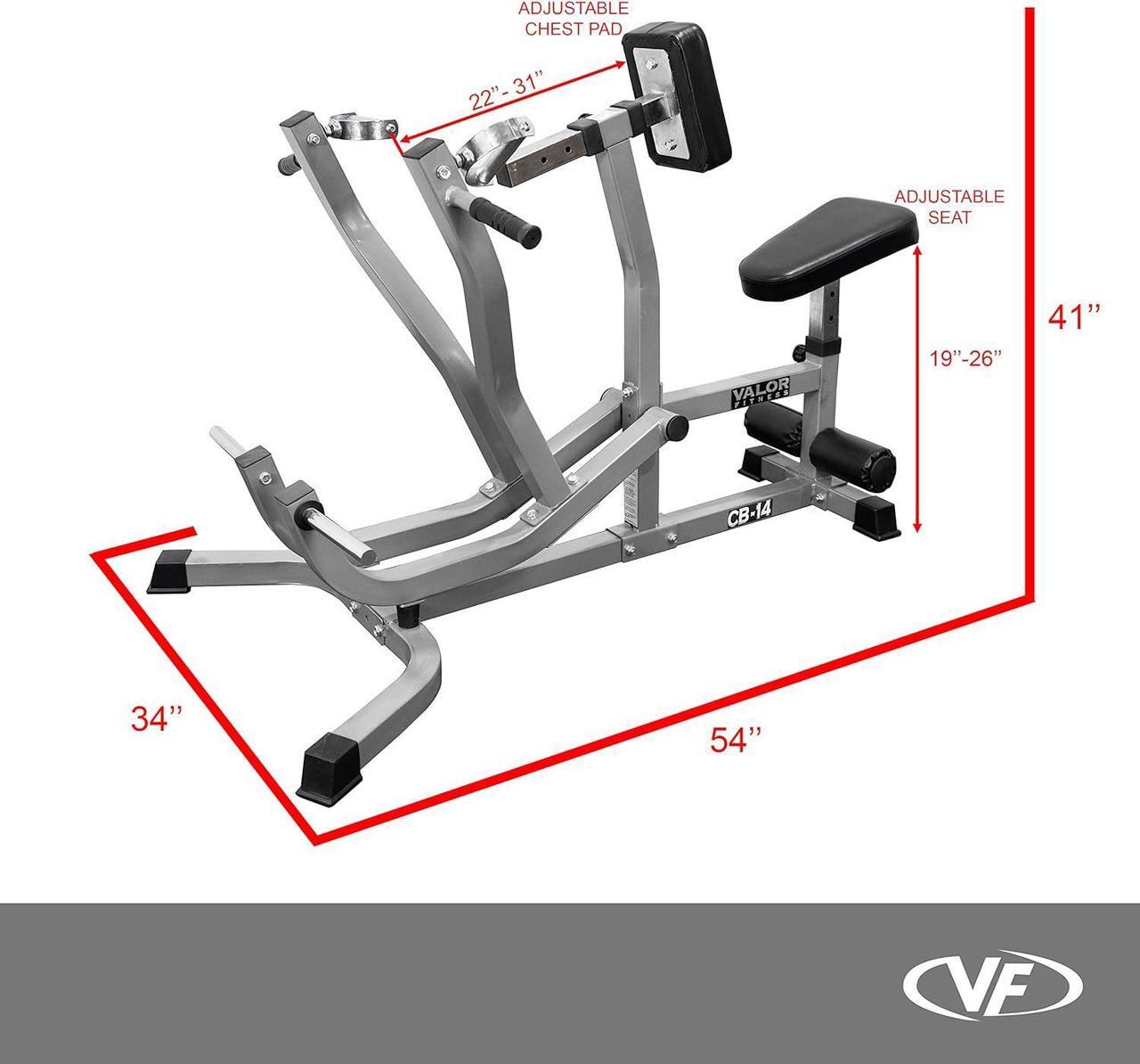 Alt view image 2 of 7 - Valor Fitness Seated Row Machine - Back Chest Workout - Plate Loaded- Independent Converging Arms - Multi Grip Positions - Rotating Handles- includes 2" Plate Adapters - Home Gym Max 400 lbs
