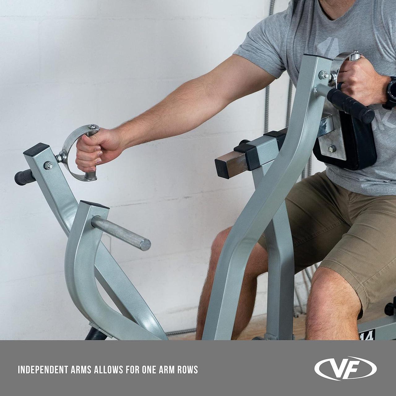 Alt view image 4 of 7 - Valor Fitness Seated Row Machine - Back Chest Workout - Plate Loaded- Independent Converging Arms - Multi Grip Positions - Rotating Handles- includes 2" Plate Adapters - Home Gym Max 400 lbs
