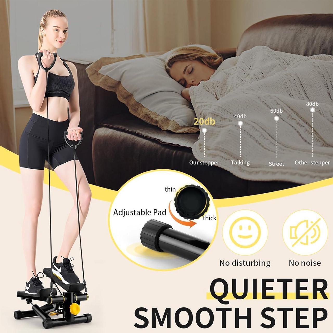 Alt view image 4 of 7 - Steppers for Exercise at Home, Mini Stepper with Resistance Bands, Portable Stair Stepper Machine 400LBS Loading Capacity, Exercise Stepper for Home Office Workout