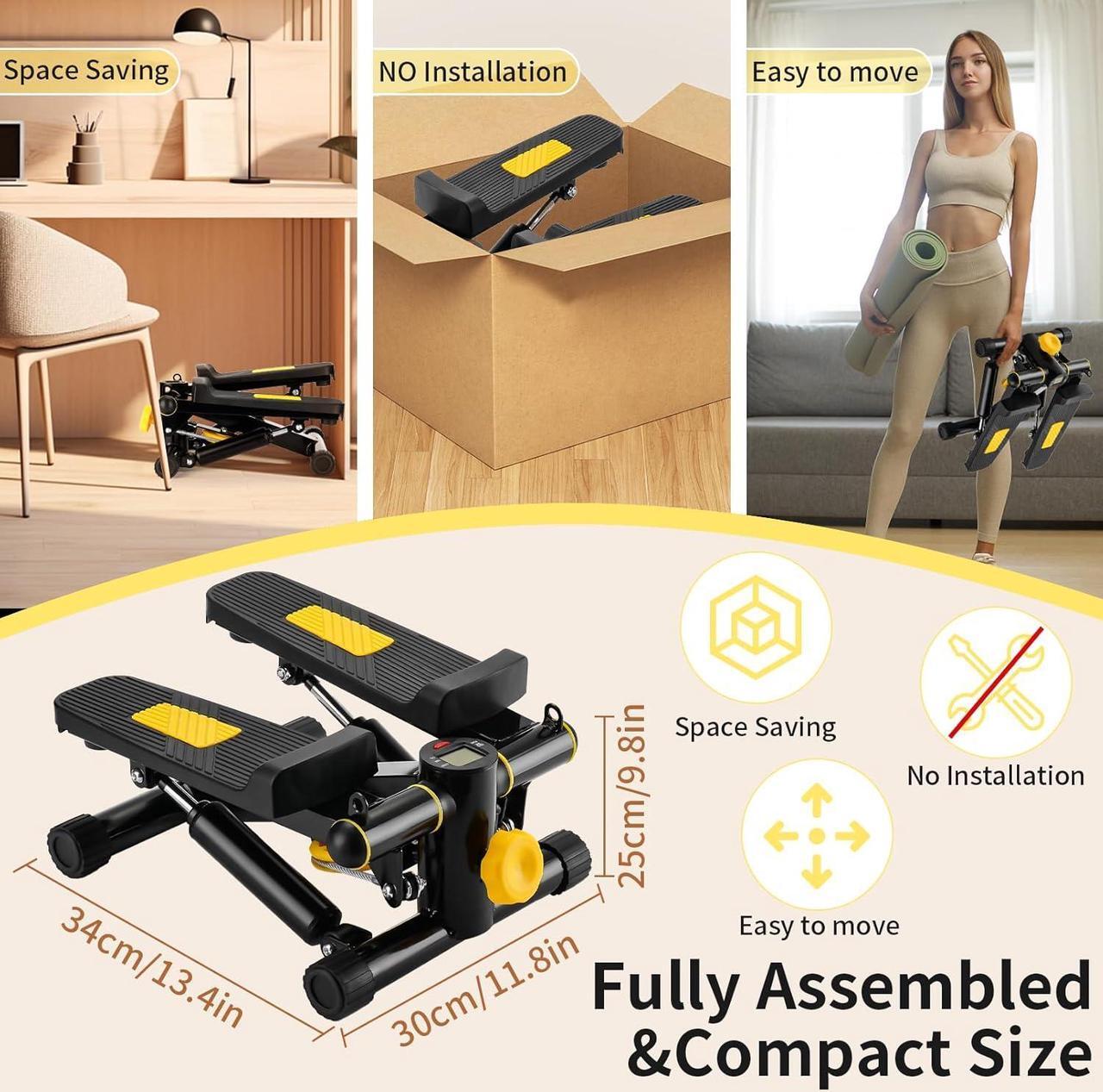 Alt view image 7 of 7 - Steppers for Exercise at Home, Mini Stepper with Resistance Bands, Portable Stair Stepper Machine 400LBS Loading Capacity, Exercise Stepper for Home Office Workout