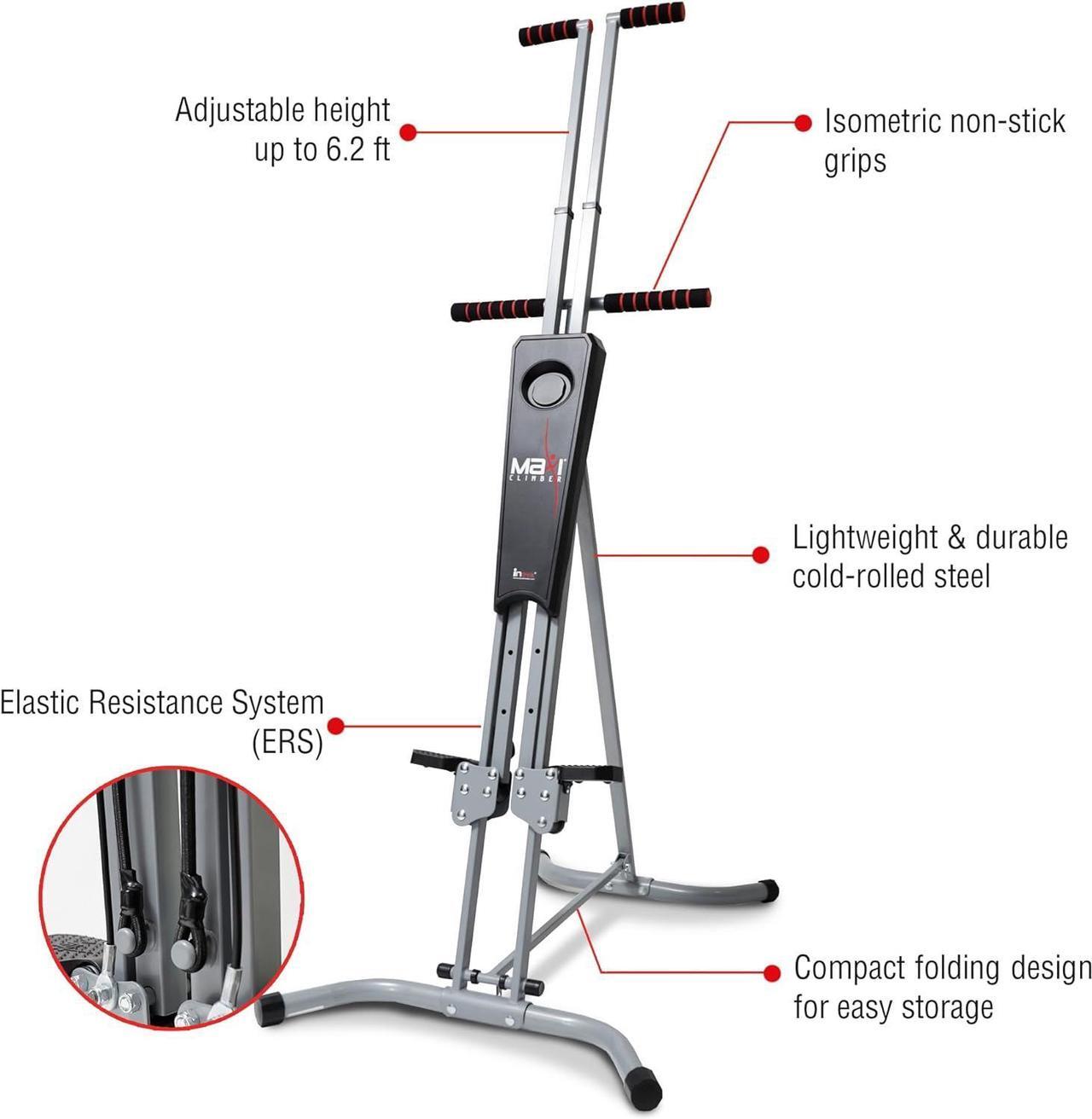 Alt view image 4 of 7 - MaxiClimber Vertical Climber Provides an Adjustable Platform to Target Power, Strength and Endurance Training for a Full-Body Workout. Free Fitness App and ERS Resistance