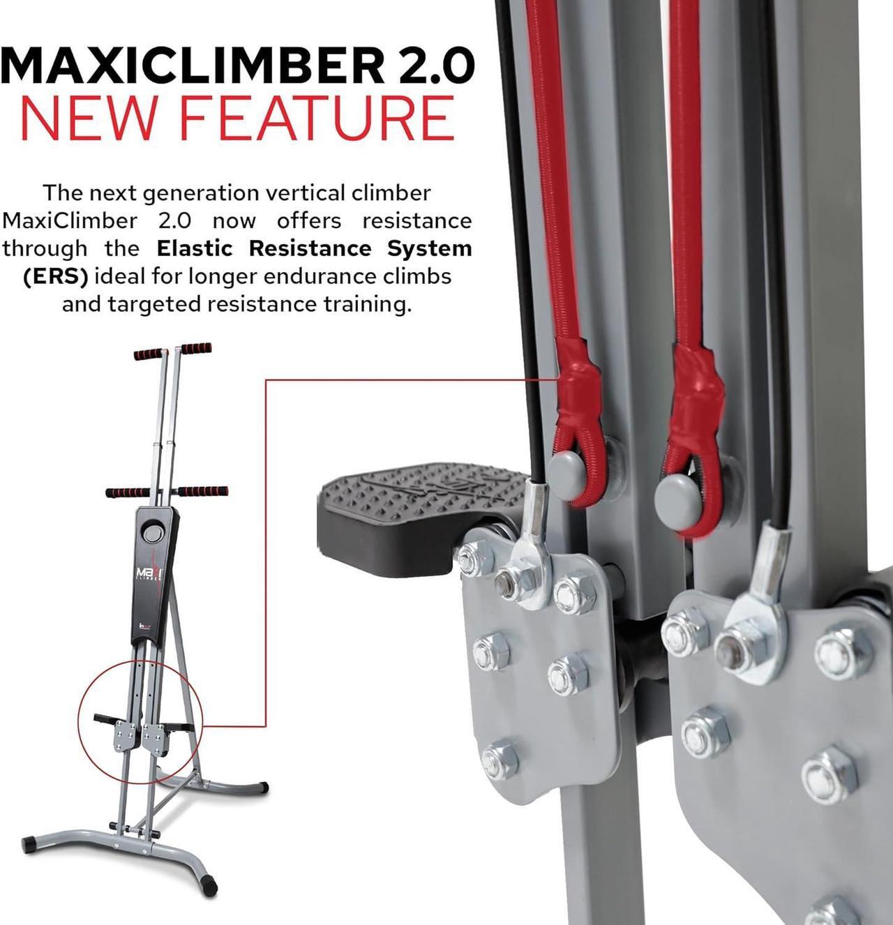 Alt view image 6 of 7 - MaxiClimber Vertical Climber Provides an Adjustable Platform to Target Power, Strength and Endurance Training for a Full-Body Workout. Free Fitness App and ERS Resistance
