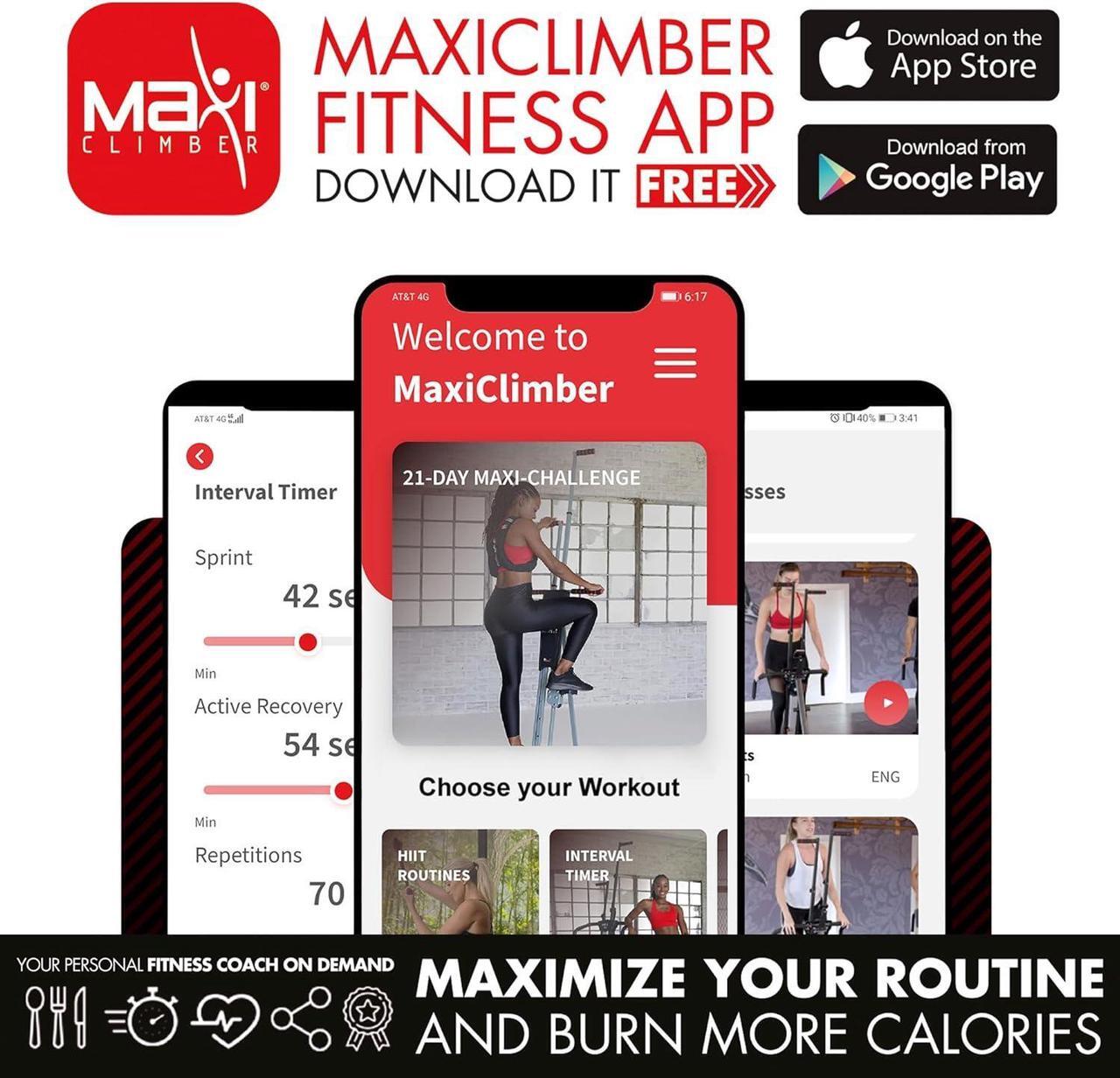 Alt view image 7 of 7 - MaxiClimber Vertical Climber Provides an Adjustable Platform to Target Power, Strength and Endurance Training for a Full-Body Workout. Free Fitness App and ERS Resistance