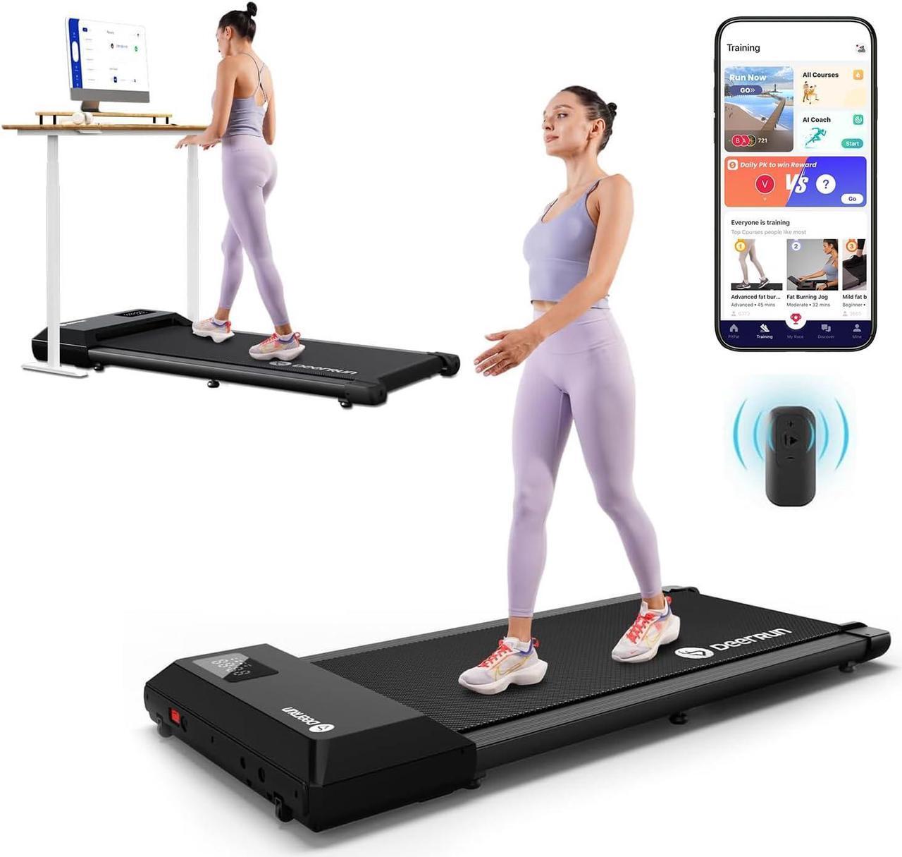 Main image of DeerRun Walking Pad 2 in 1 Under Desk Treadmill, 2.5HP Low Noise Walking Pad Running Jogging Machine with Remote Control for Home Office, Lightweight Portable Desk Treadmill Installation Free