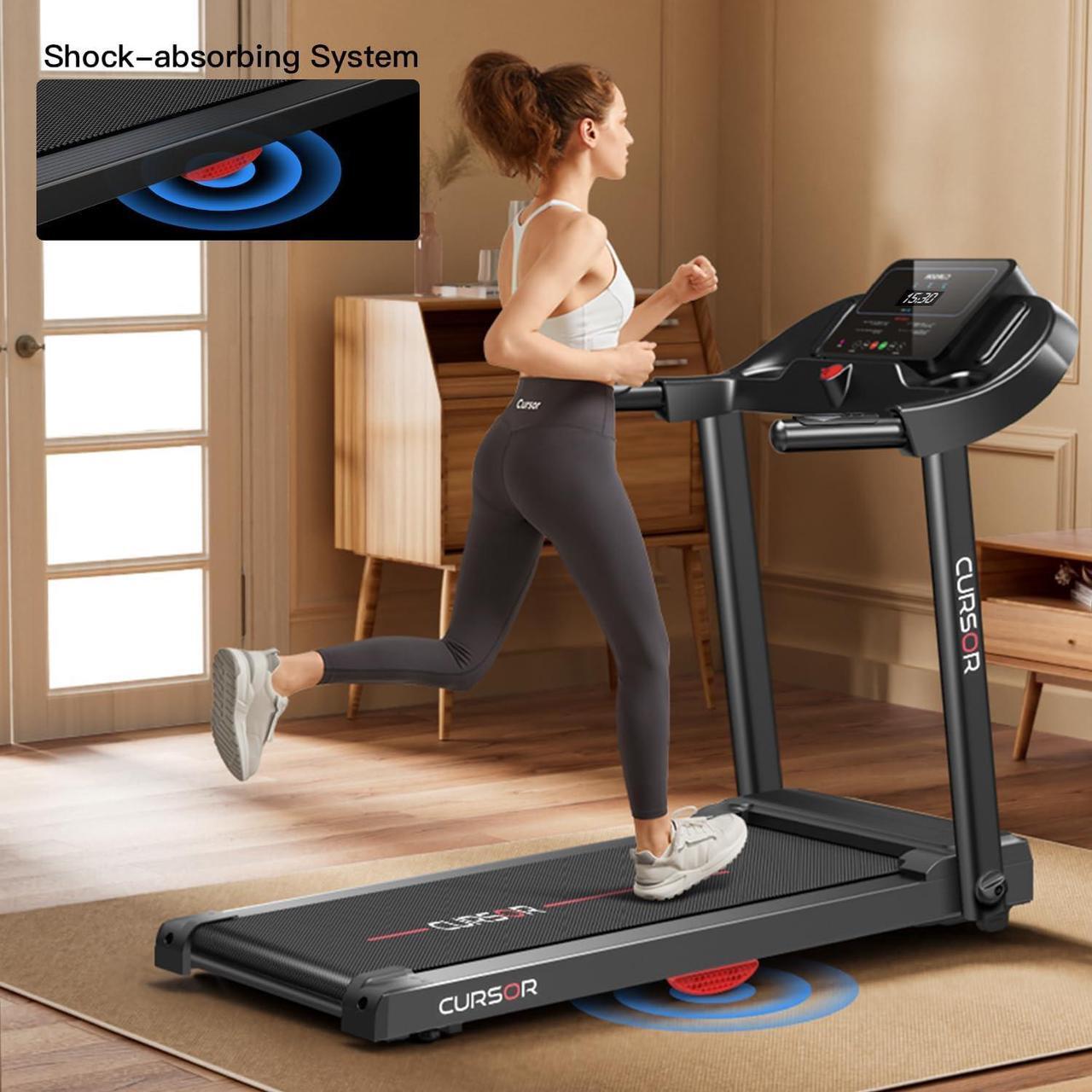 Alt view image 3 of 6 - CURSOR FITNESS Home Folding Treadmill with Pulse Sensor, 2.5 HP Quiet Brushless, 7.5 MPH, 265 LBS Capacity