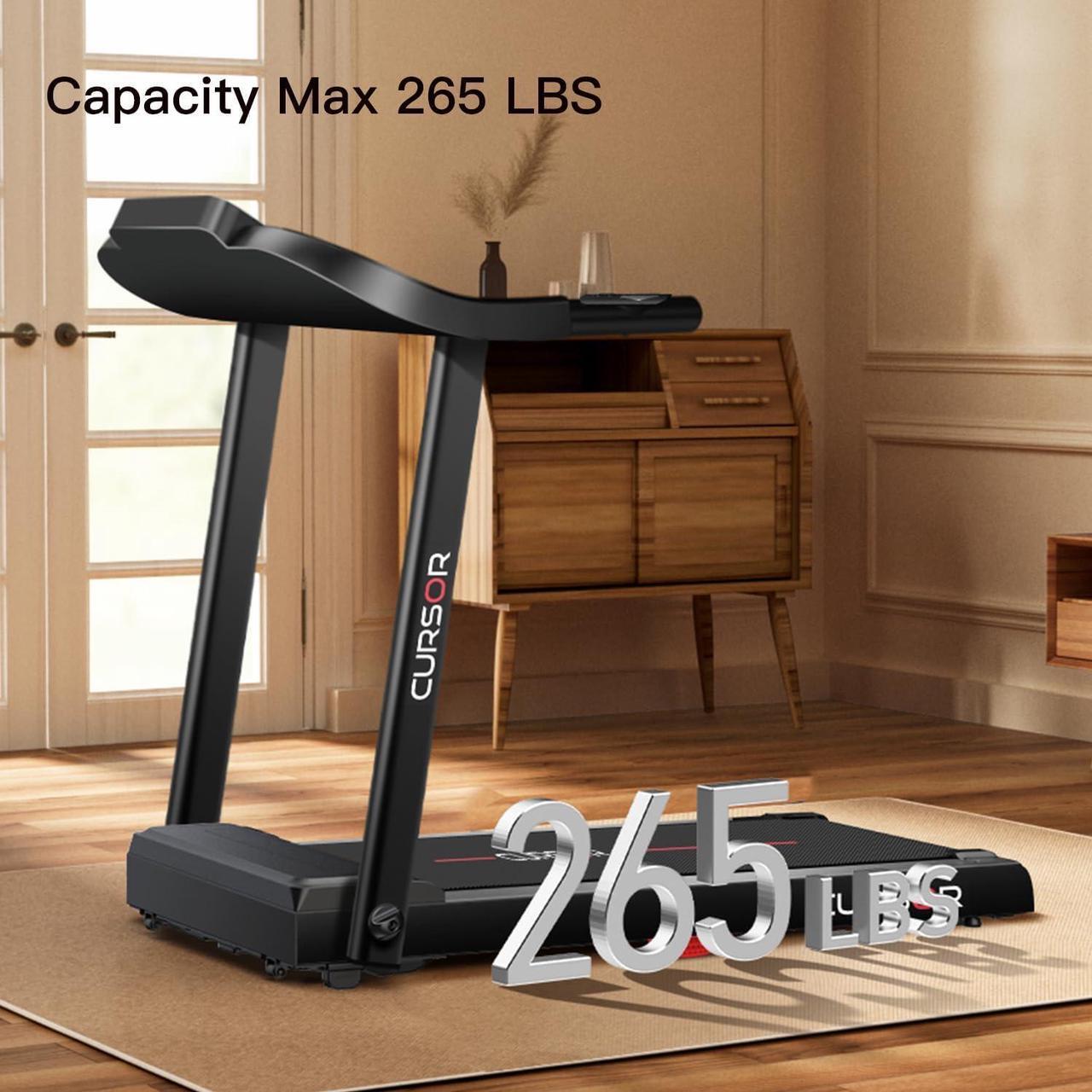 Alt view image 6 of 6 - CURSOR FITNESS Home Folding Treadmill with Pulse Sensor, 2.5 HP Quiet Brushless, 7.5 MPH, 265 LBS Capacity